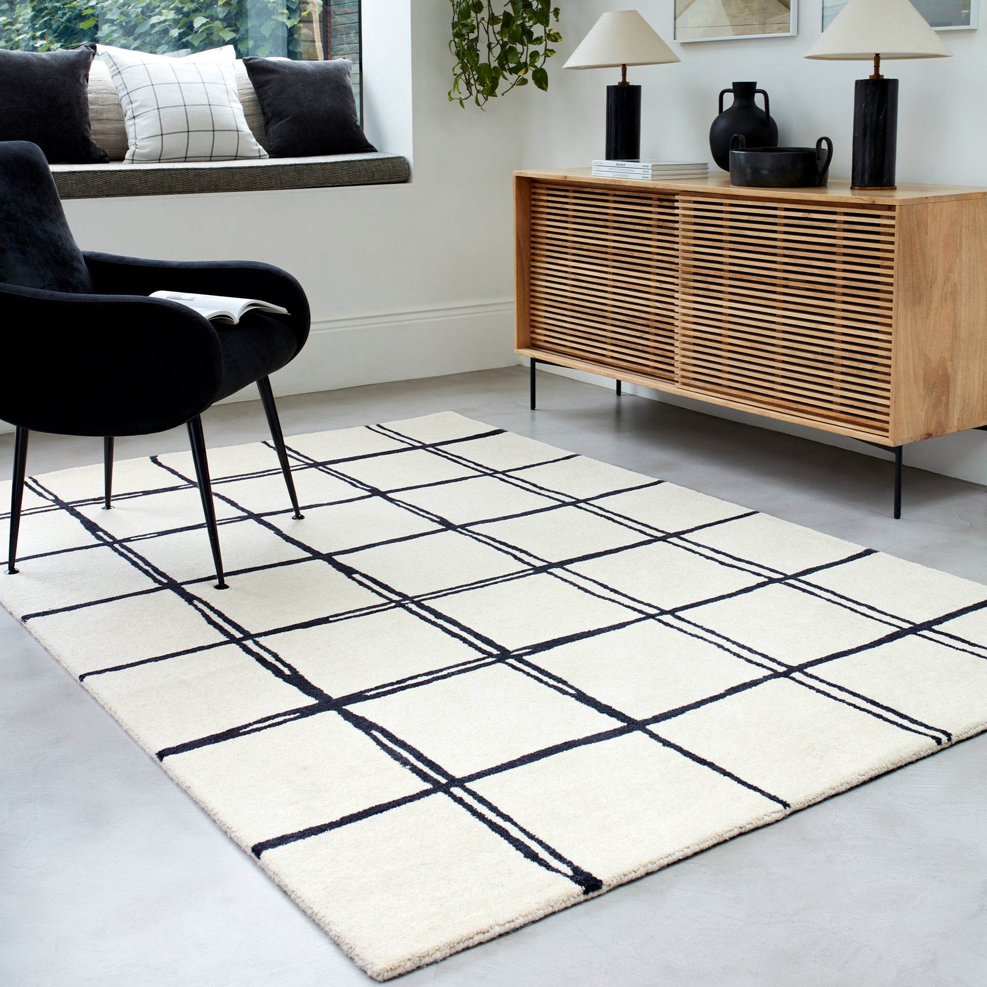 Albany New Grid Monochrome Rug