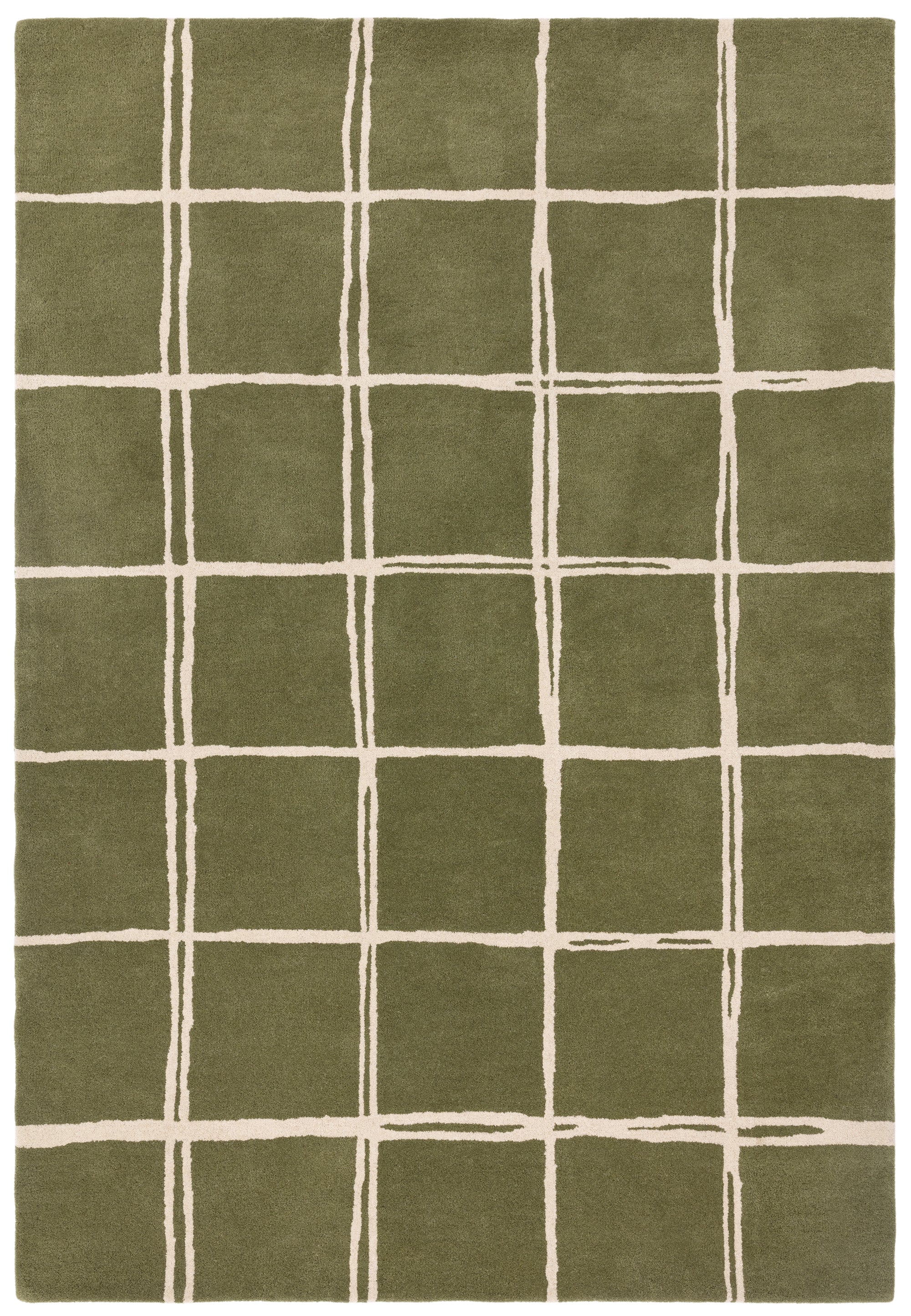 Contemporary Design Albany New Grid Olive Green Rug