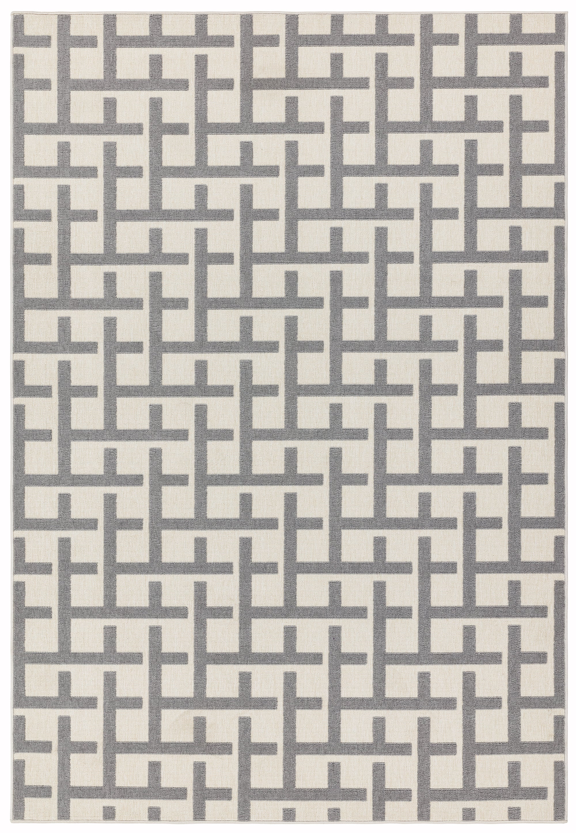 Antibes AN03 White / Grey Grid Rug