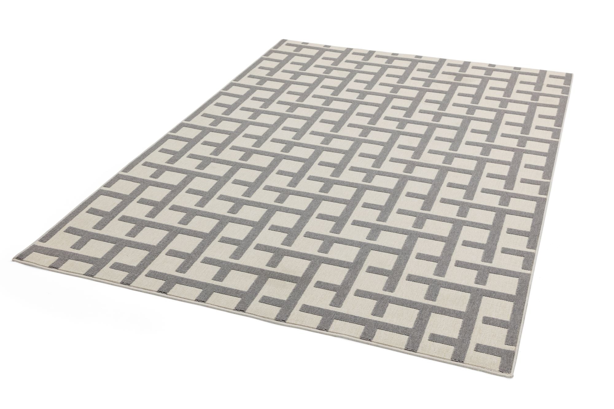 Antibes AN03 White / Grey Grid Rug