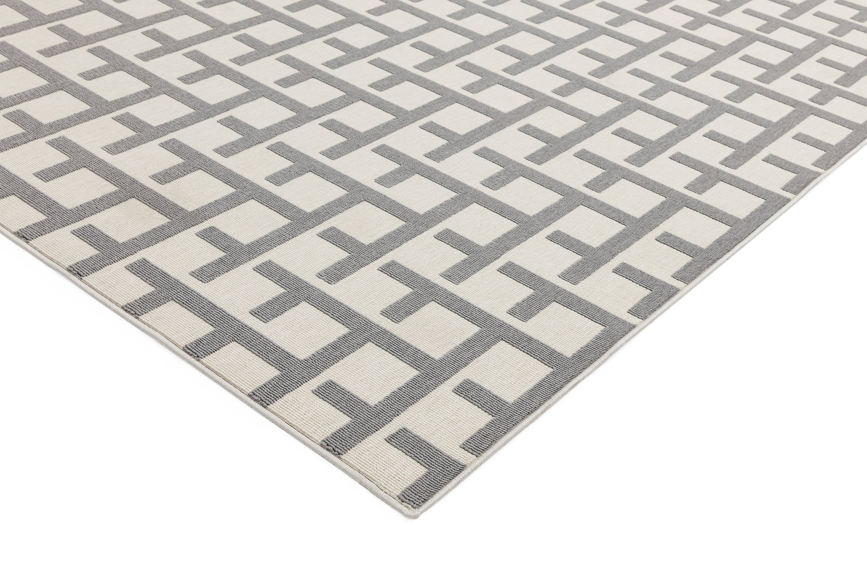 Antibes AN03 White / Grey Grid Rug