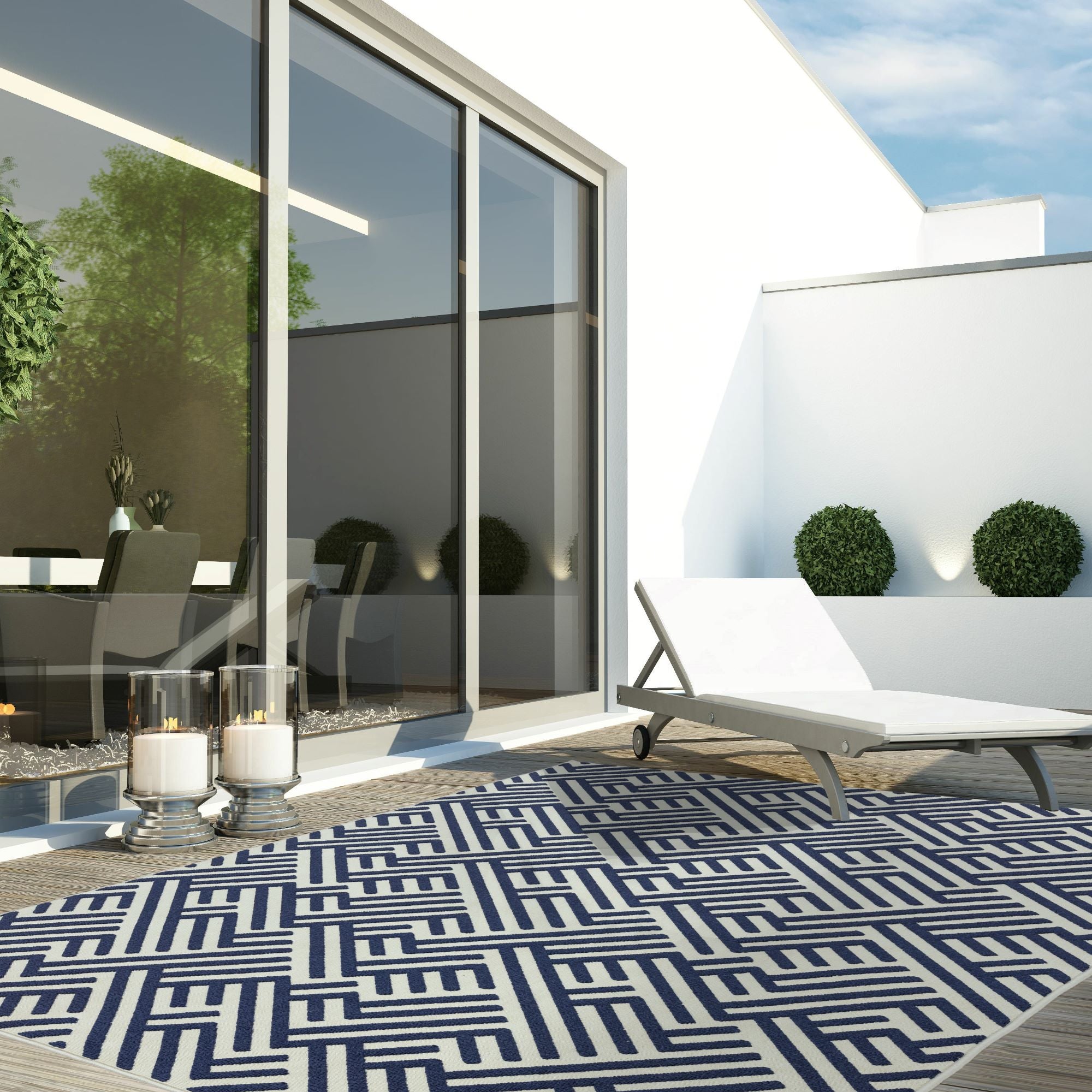 Antibes AN04 Blue / White Linear Rug