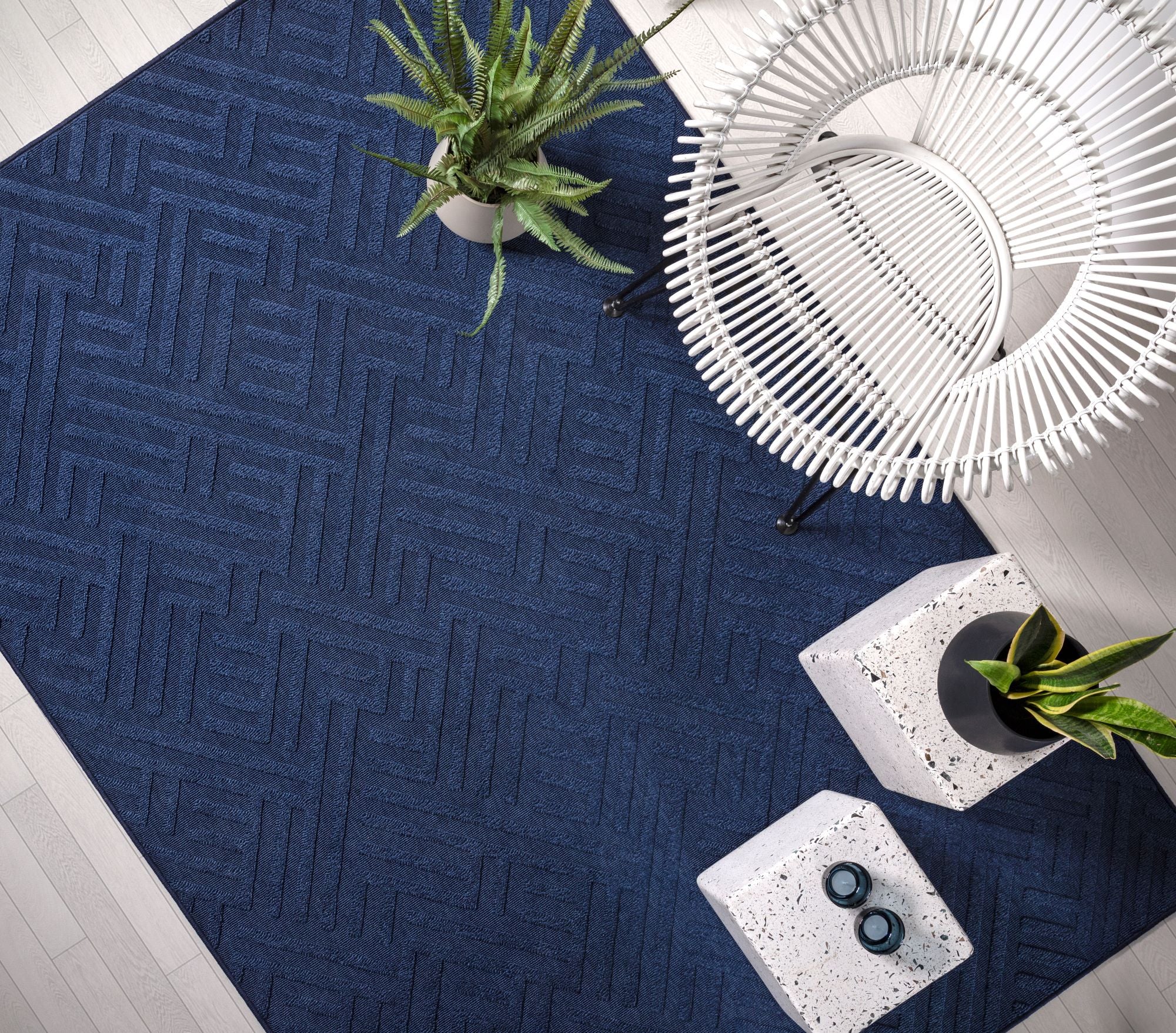 Antibes Anos Blue Linear Rug