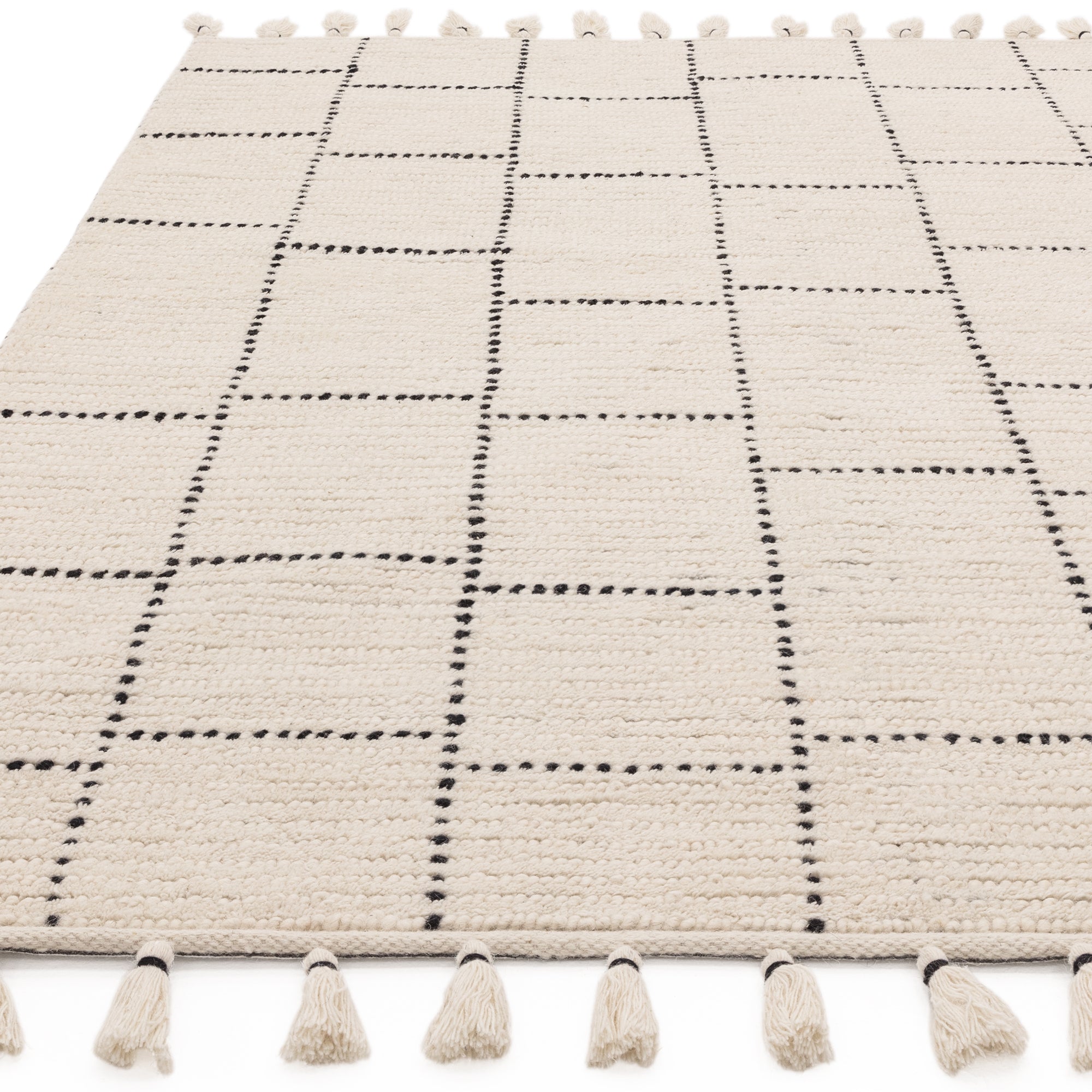 Boho Nepal Cream/Black Tile Rug