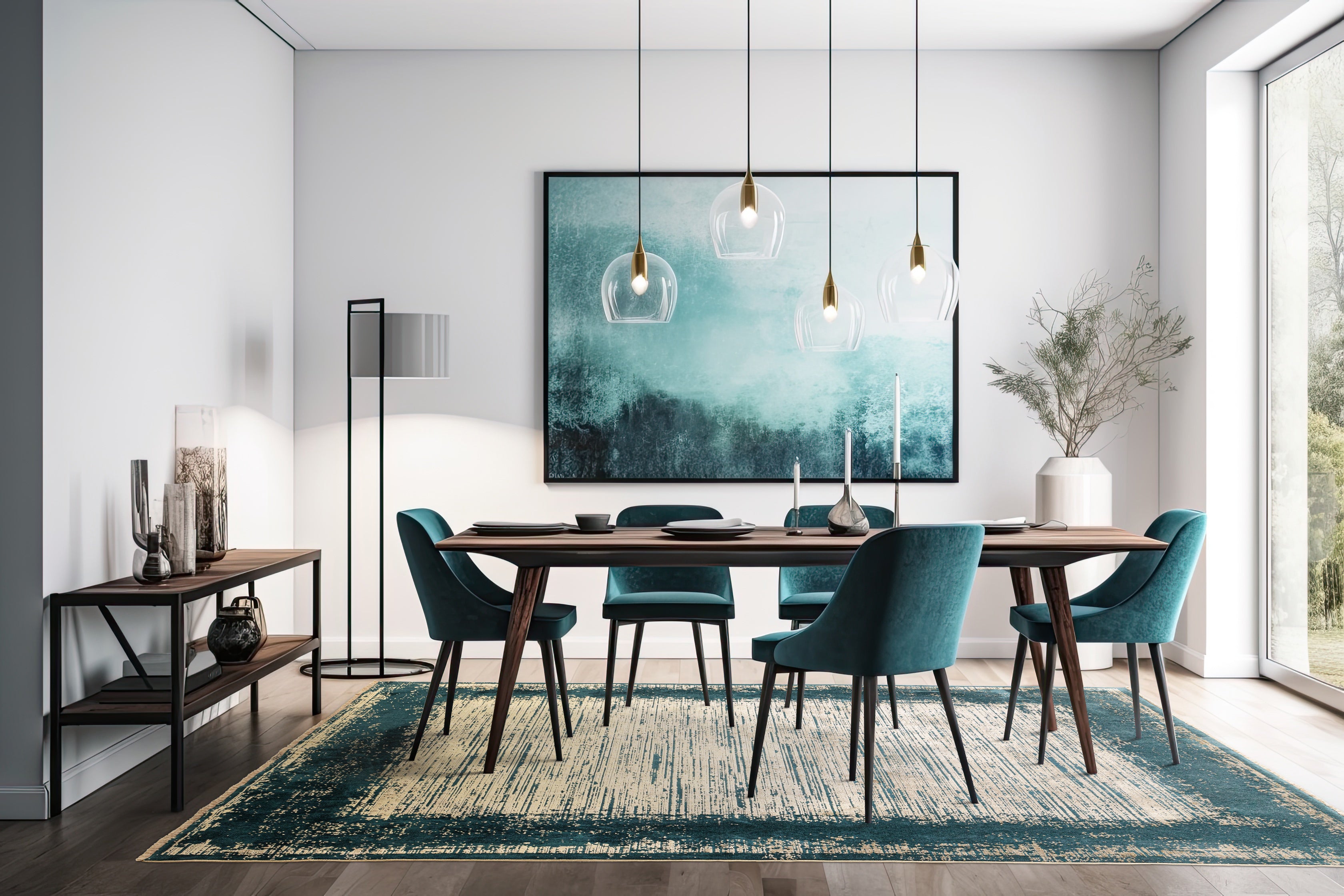 Contemporary Design Elodie Emerald/Gold Rug