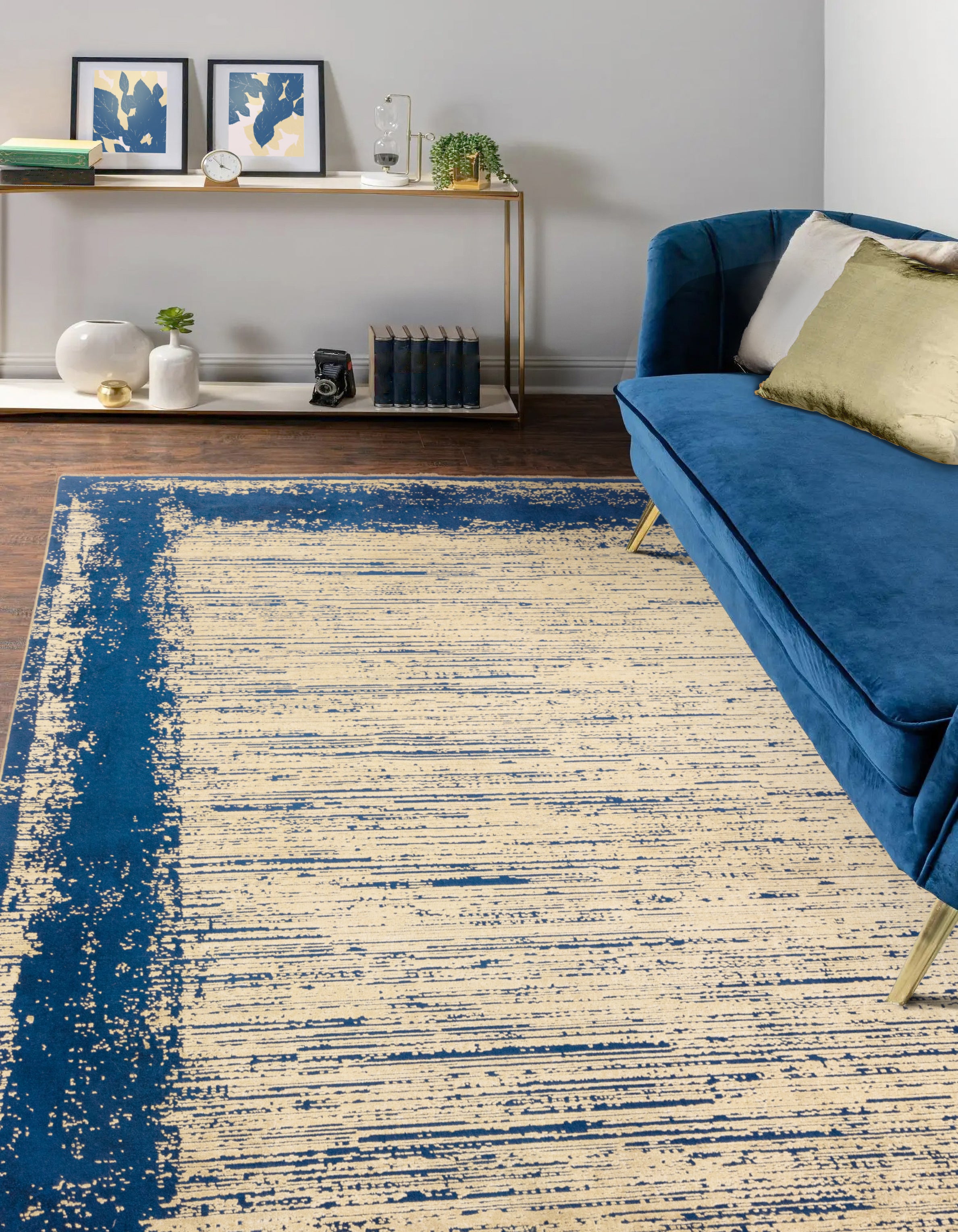 Contemporary Design Elodie Twilight/Gold Blue Rug