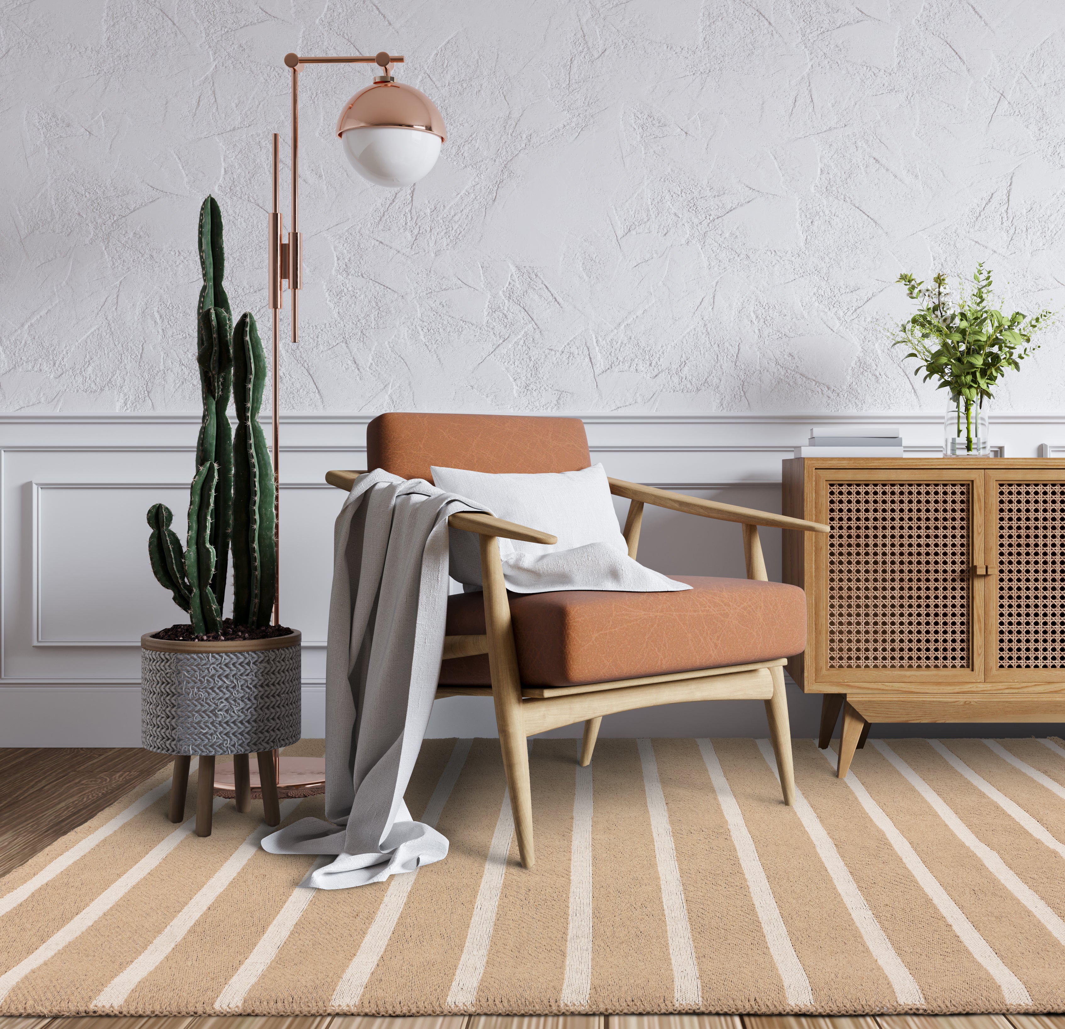 Global Cream Stripe Rug