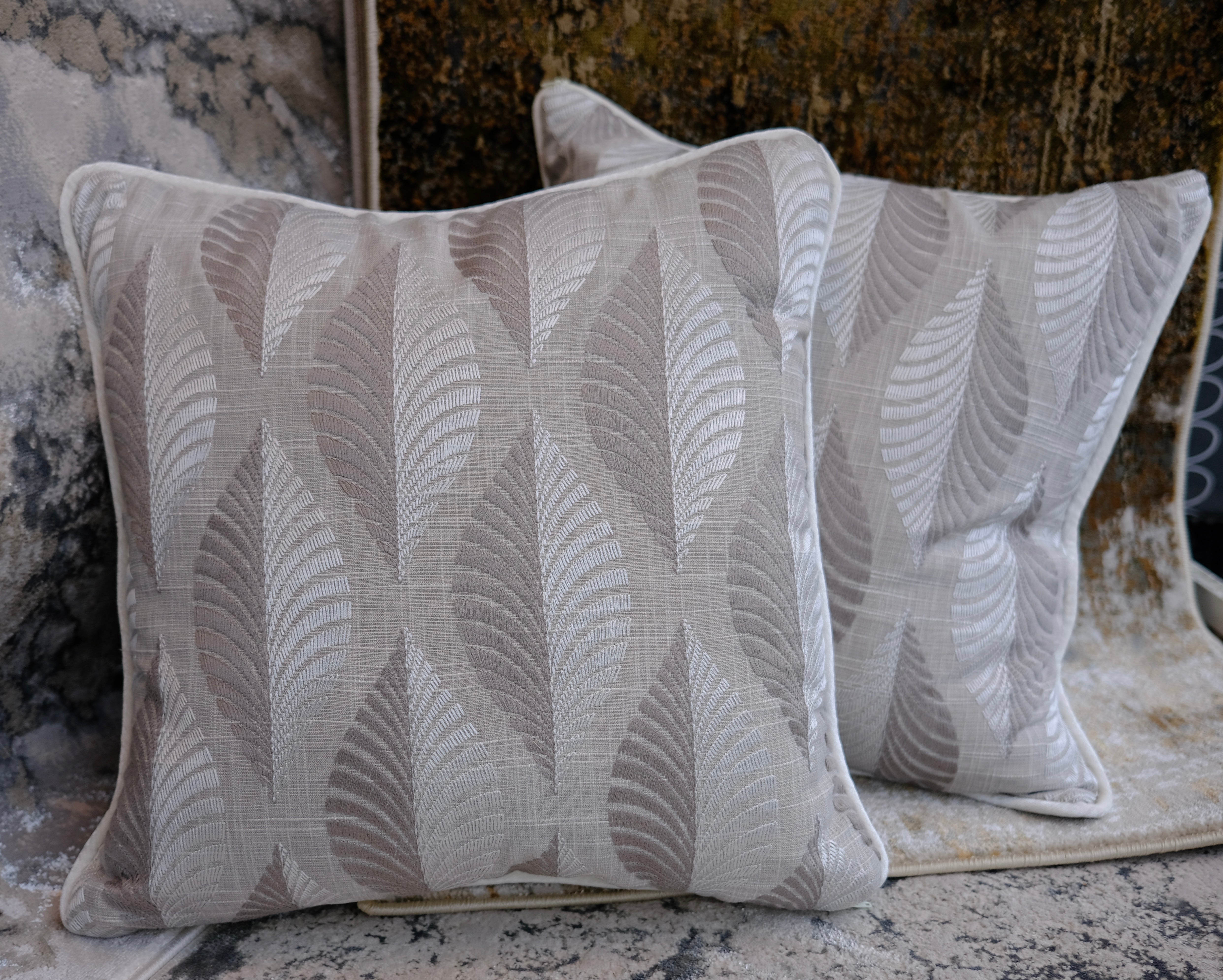 Grey Leaf Cushion