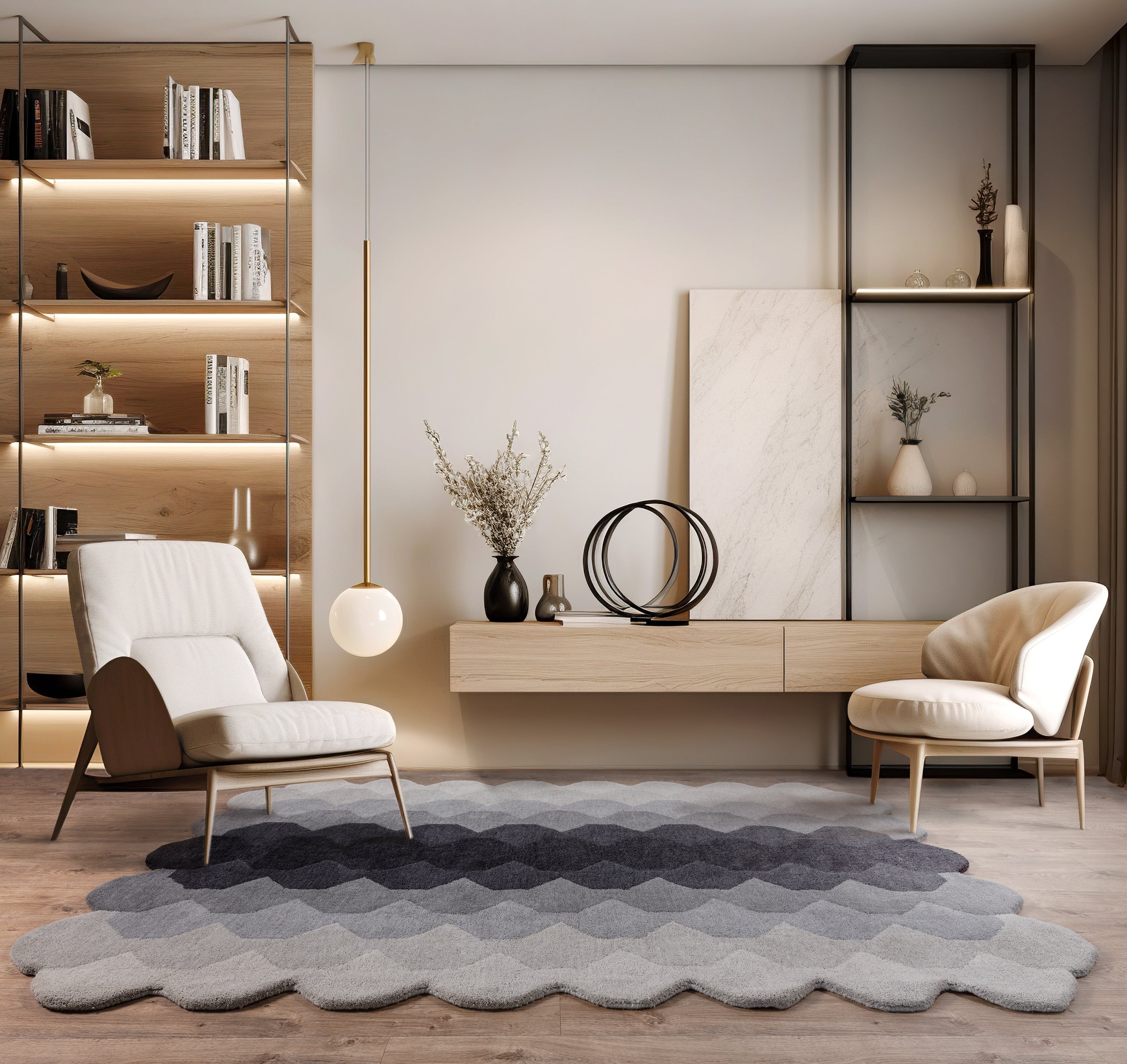 Contemporary Design Hive Charcoal Rug