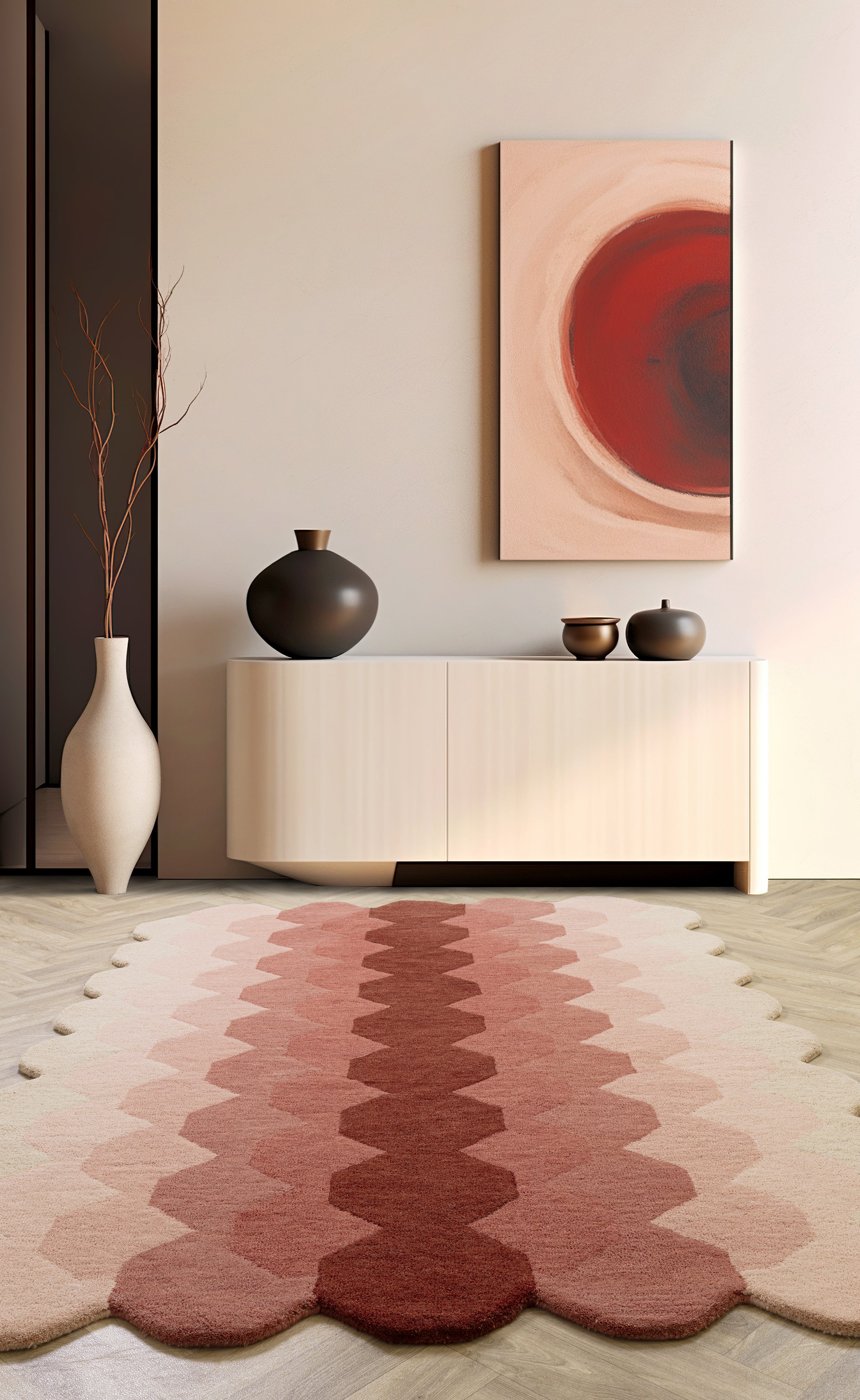 Contemporary Design Hive Pink rug