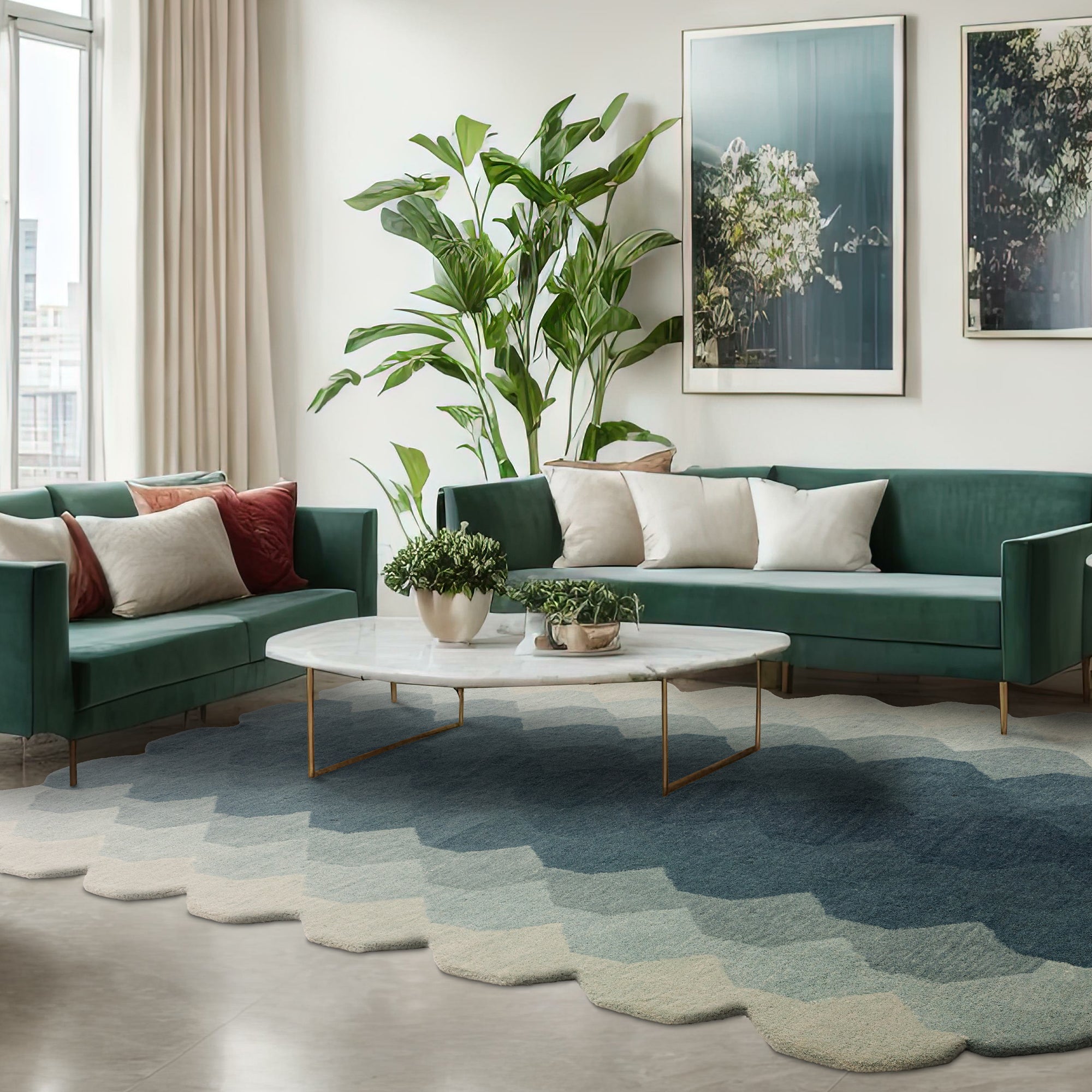 Contemporary Design Hive Teal Rug