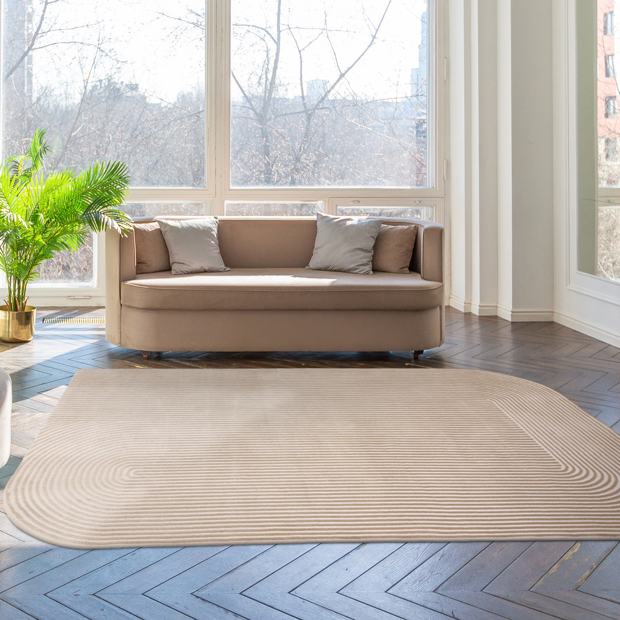 Kuza Shape Gold / Cream Rug