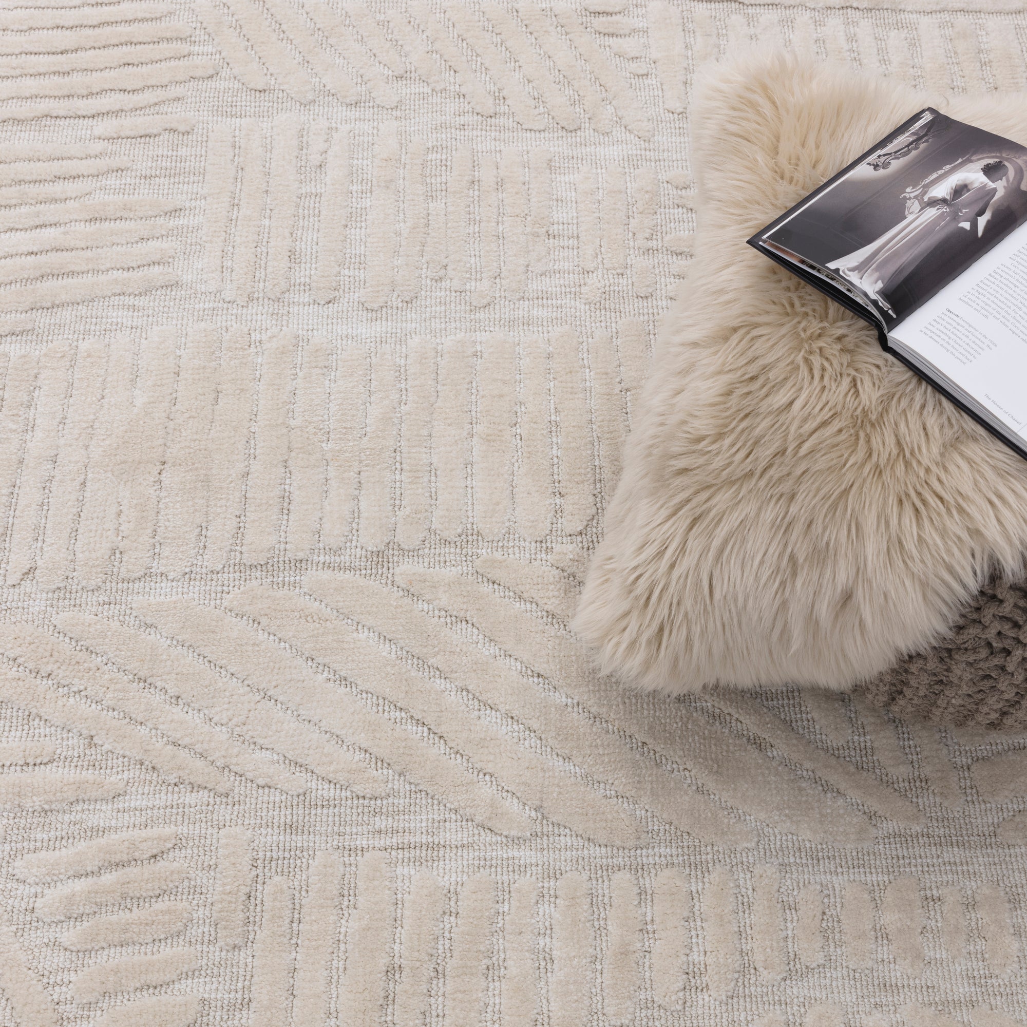 Mason Trapezium Cream and White Rug