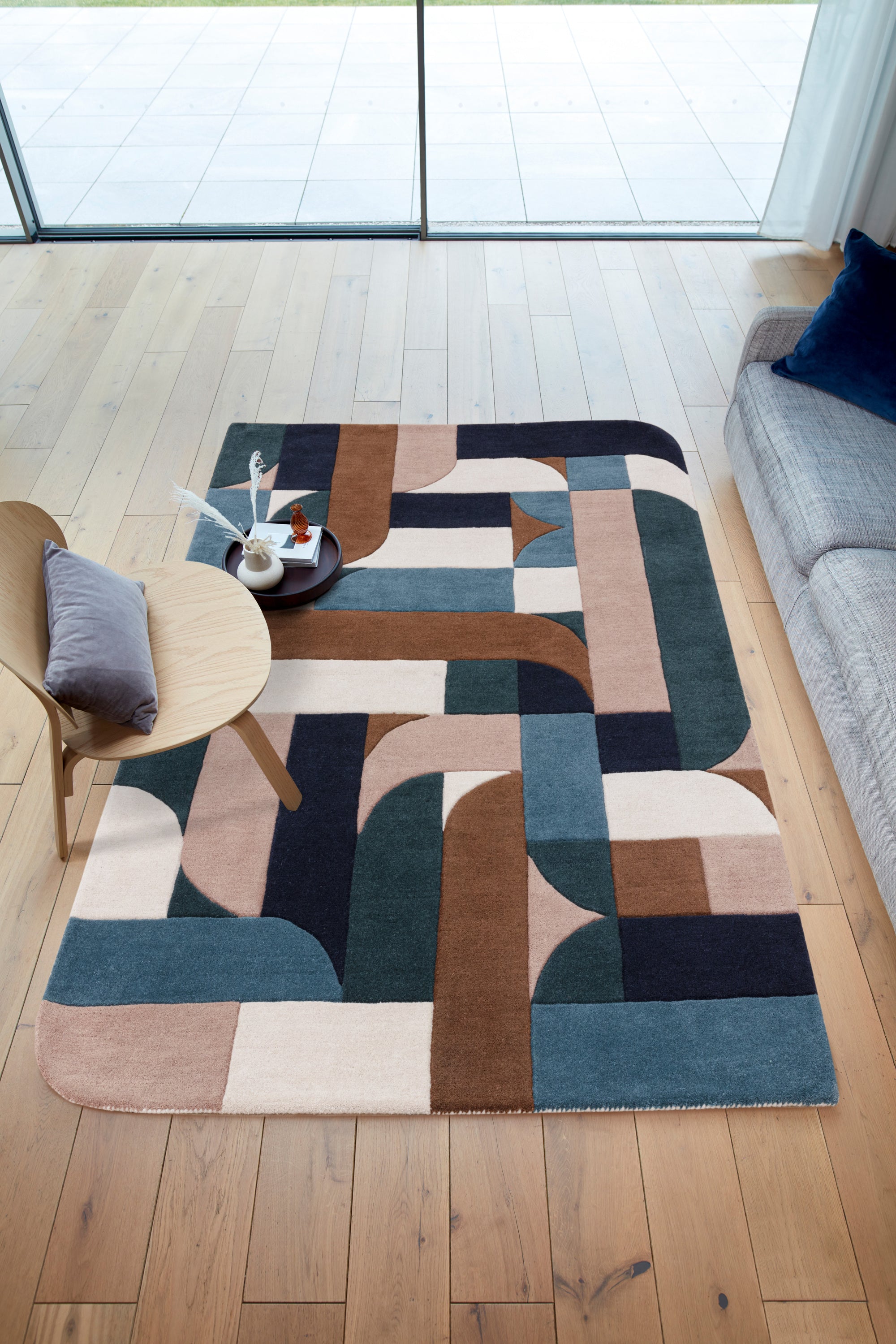 Matrix Klotski 89 Teal Rug