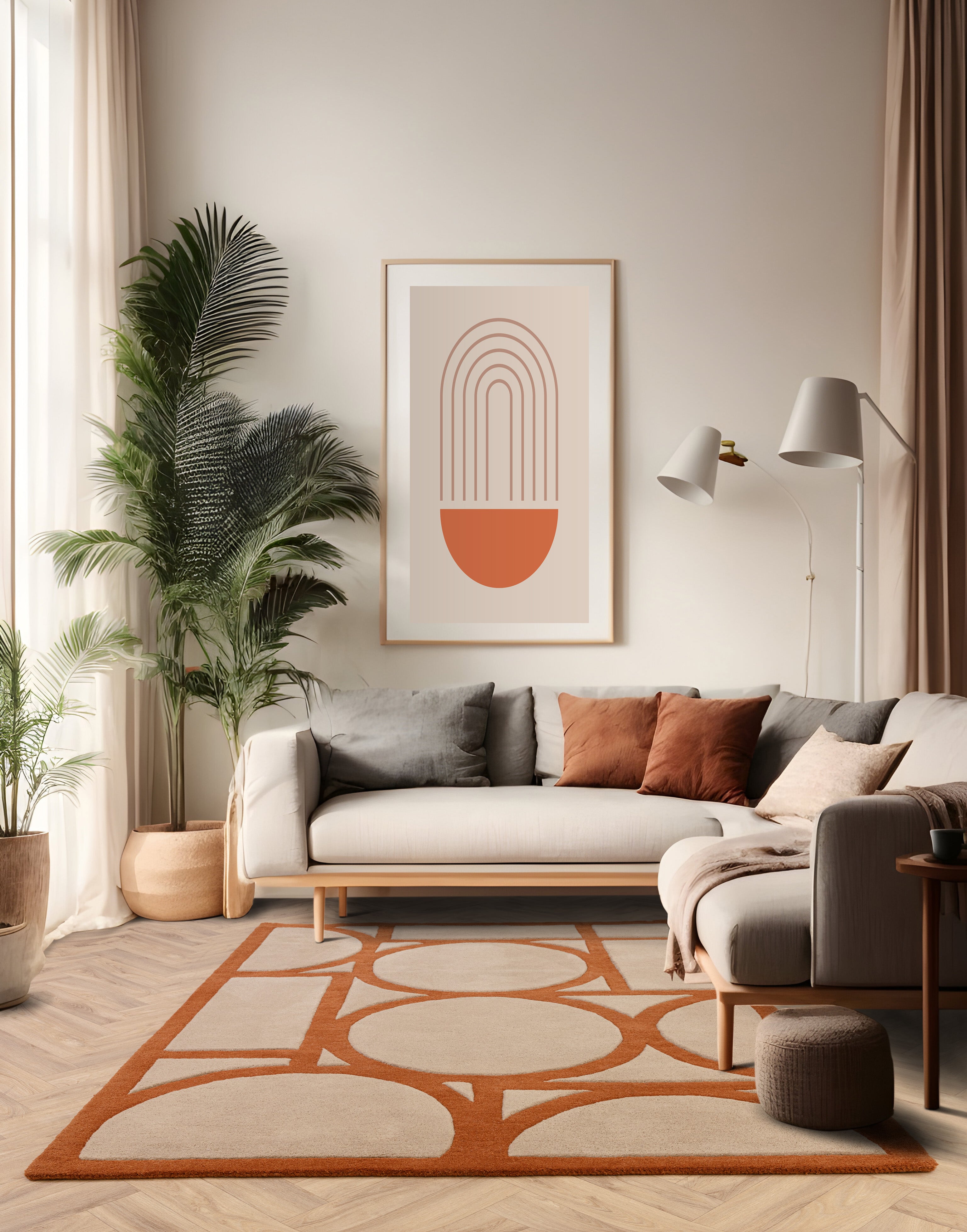 Contemporary Design Metro Rust orange rug