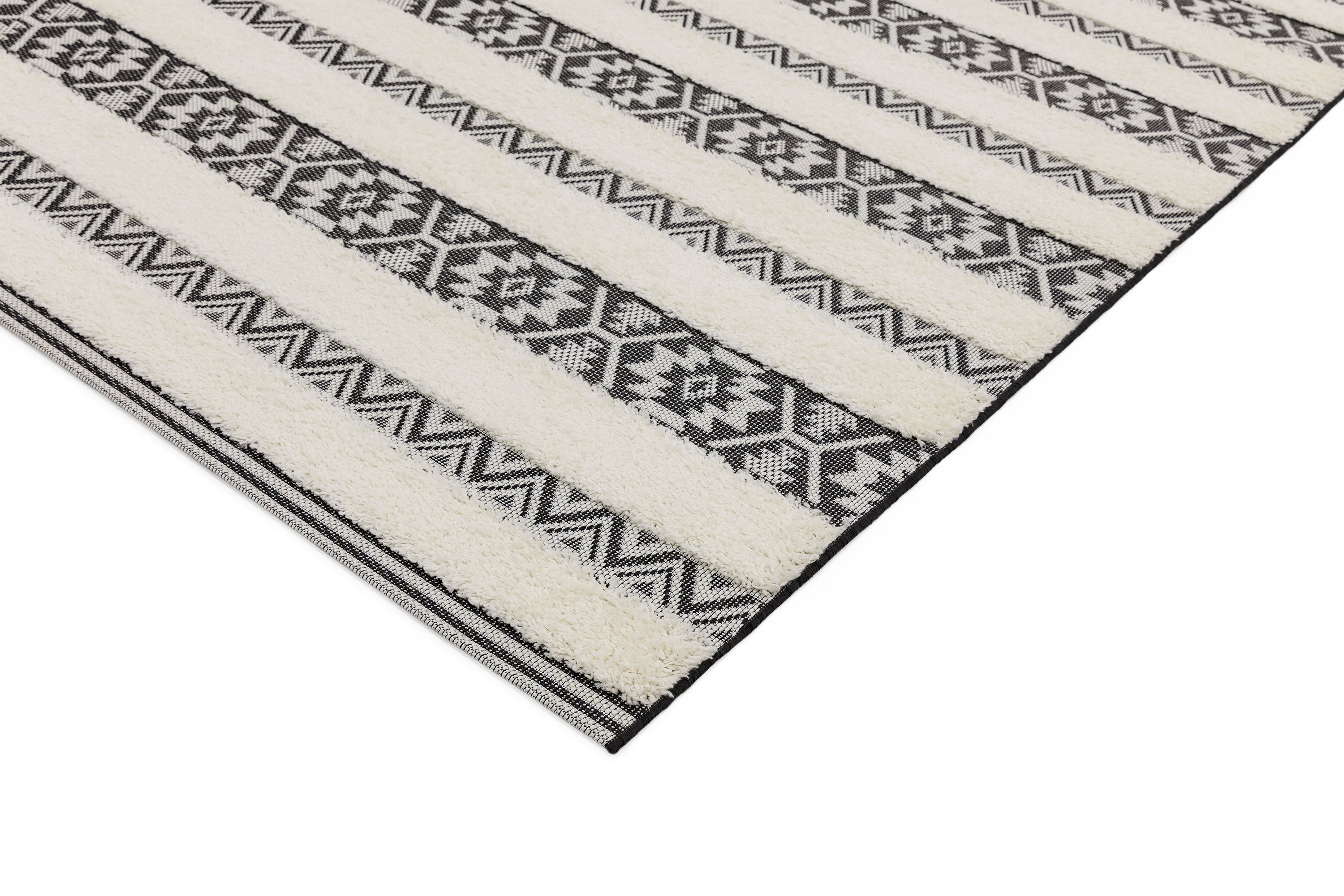 Monty MN03 Black / Cream Stripe Rug