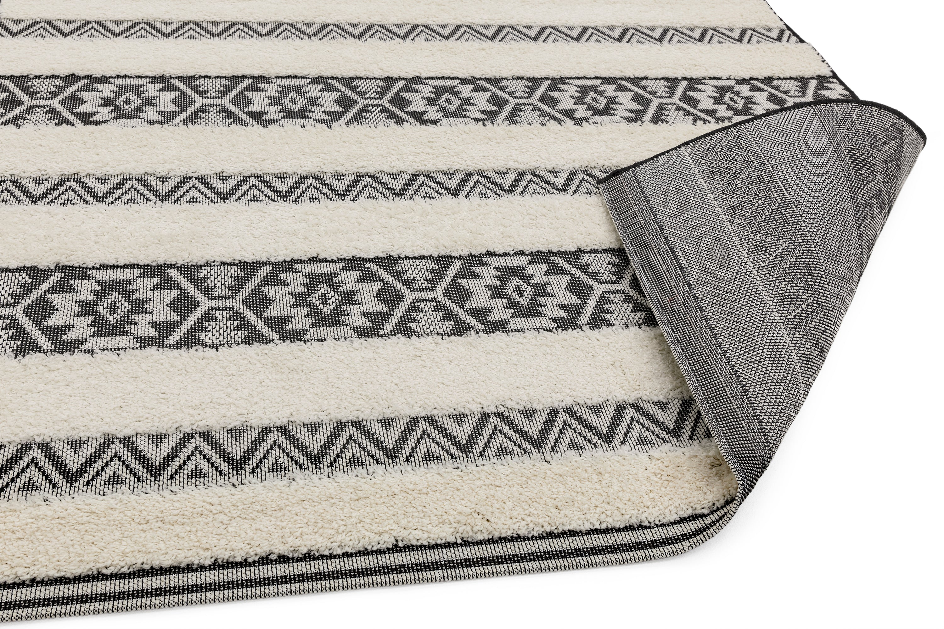 Monty MN03 Black / Cream Stripe Rug