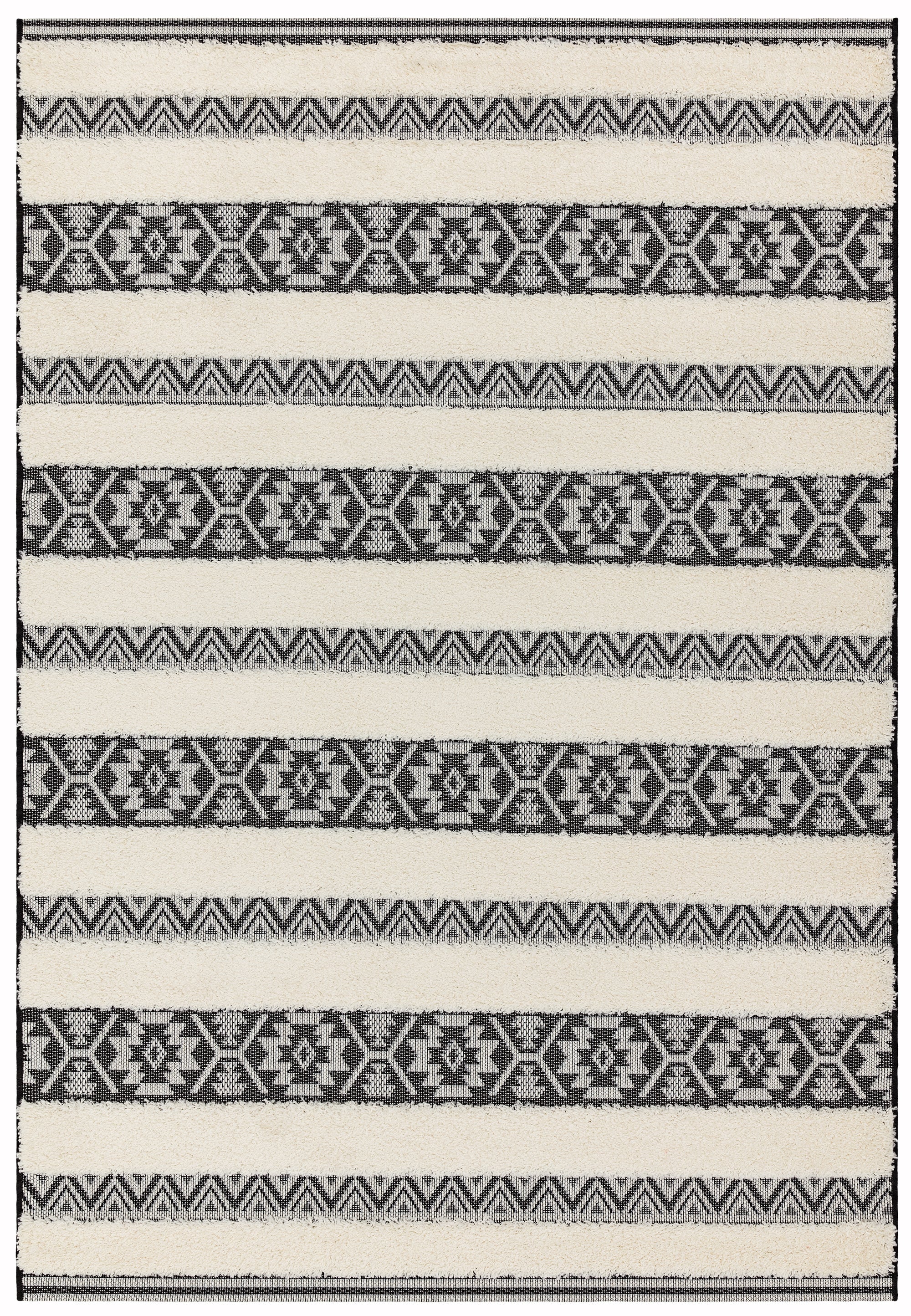 Monty MN03 Black / Cream Stripe Rug
