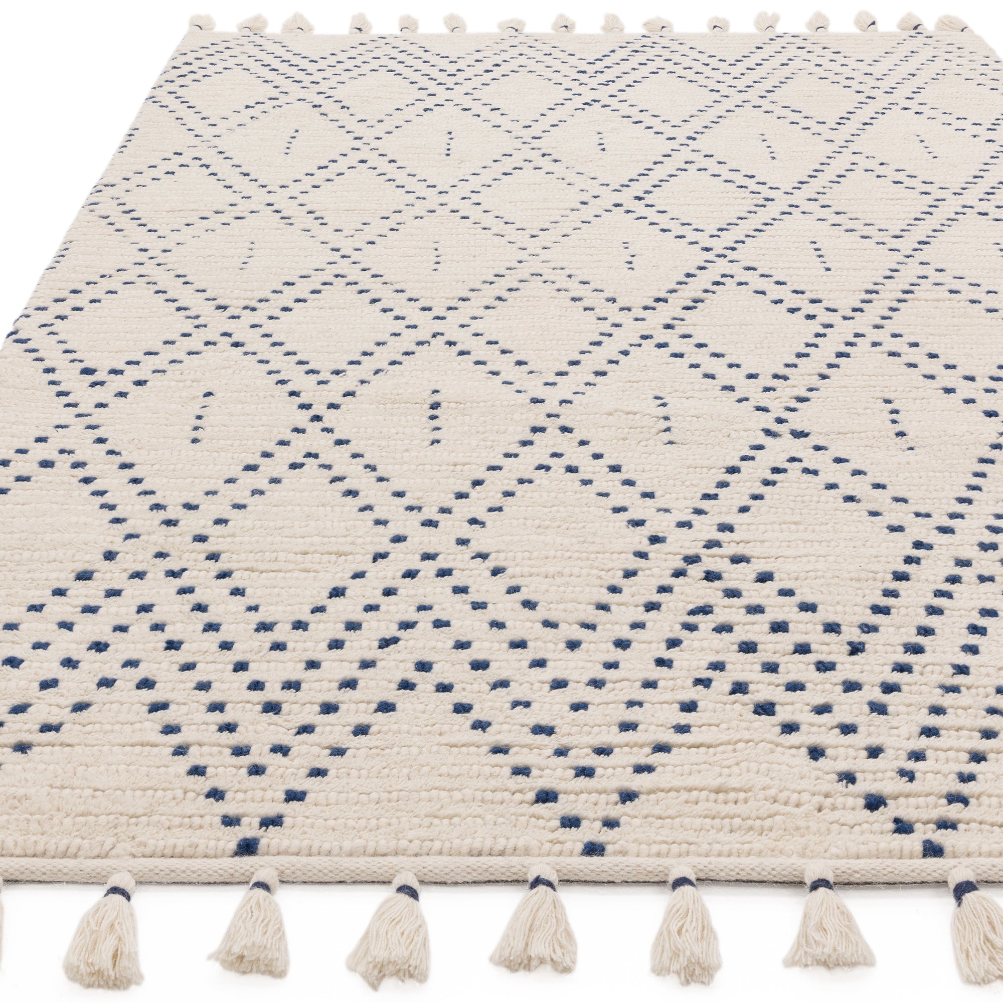 Boho Nepal Cream/Blue Diamond Rug