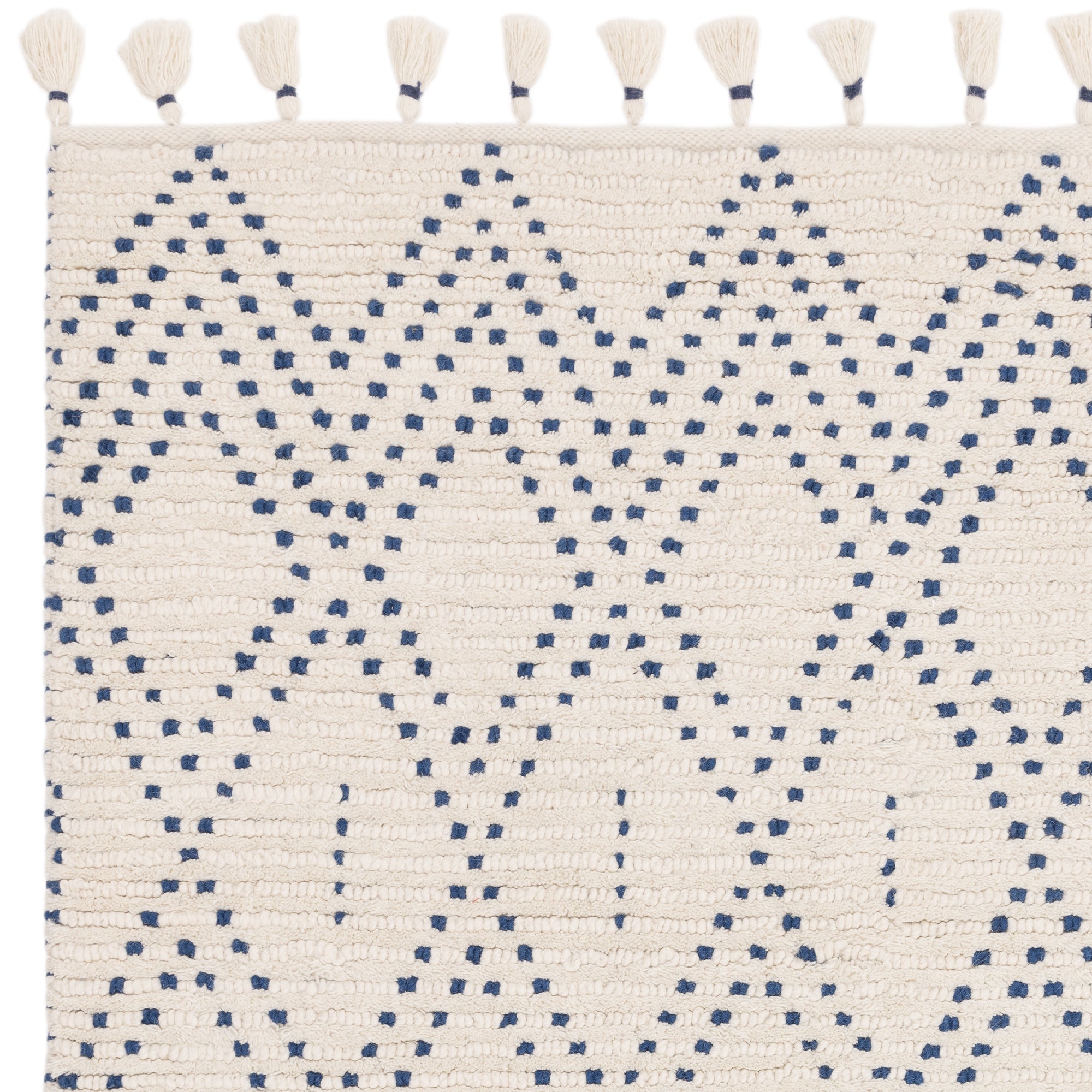 Boho Nepal Cream/Blue Diamond Rug