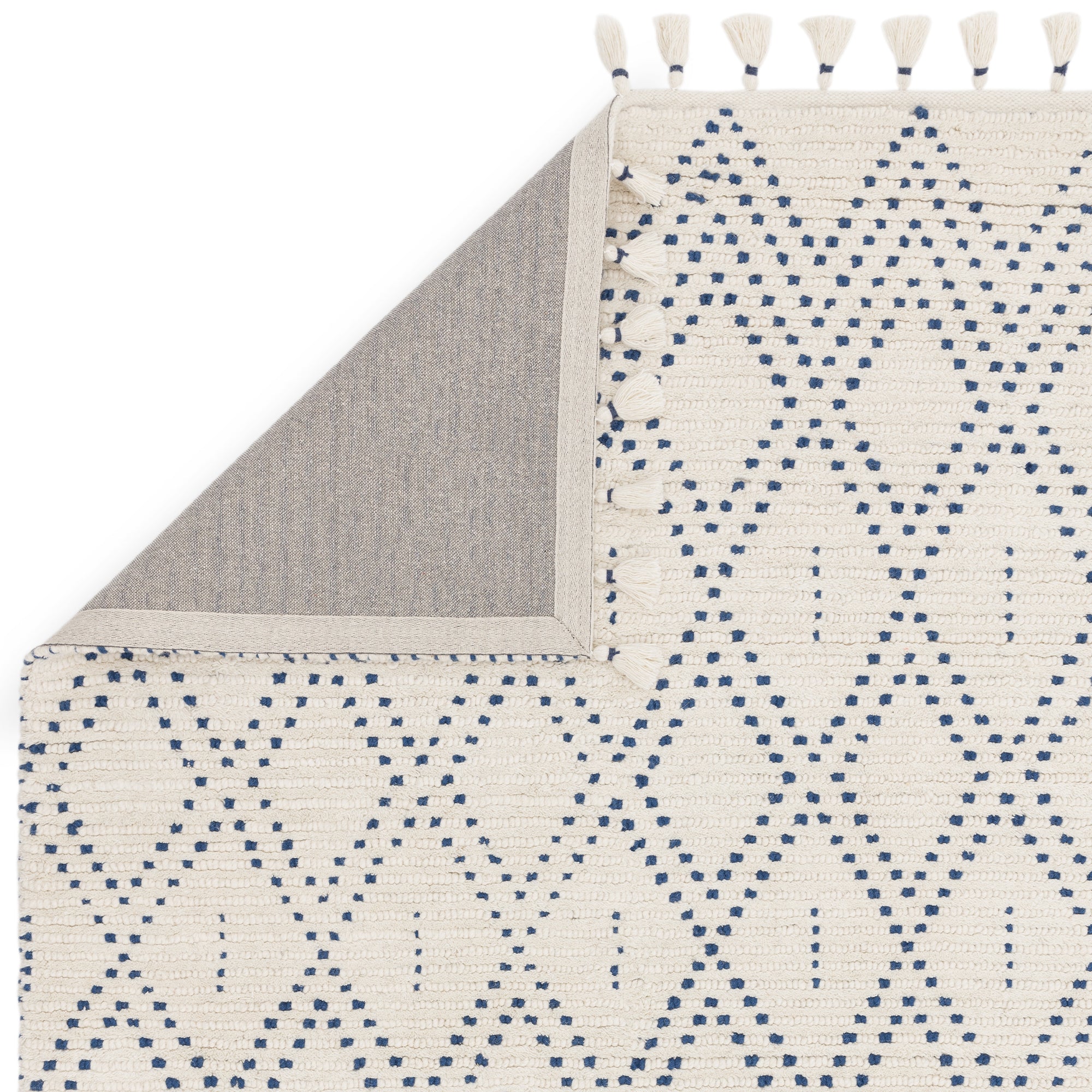 Boho Nepal Cream/Blue Diamond Rug