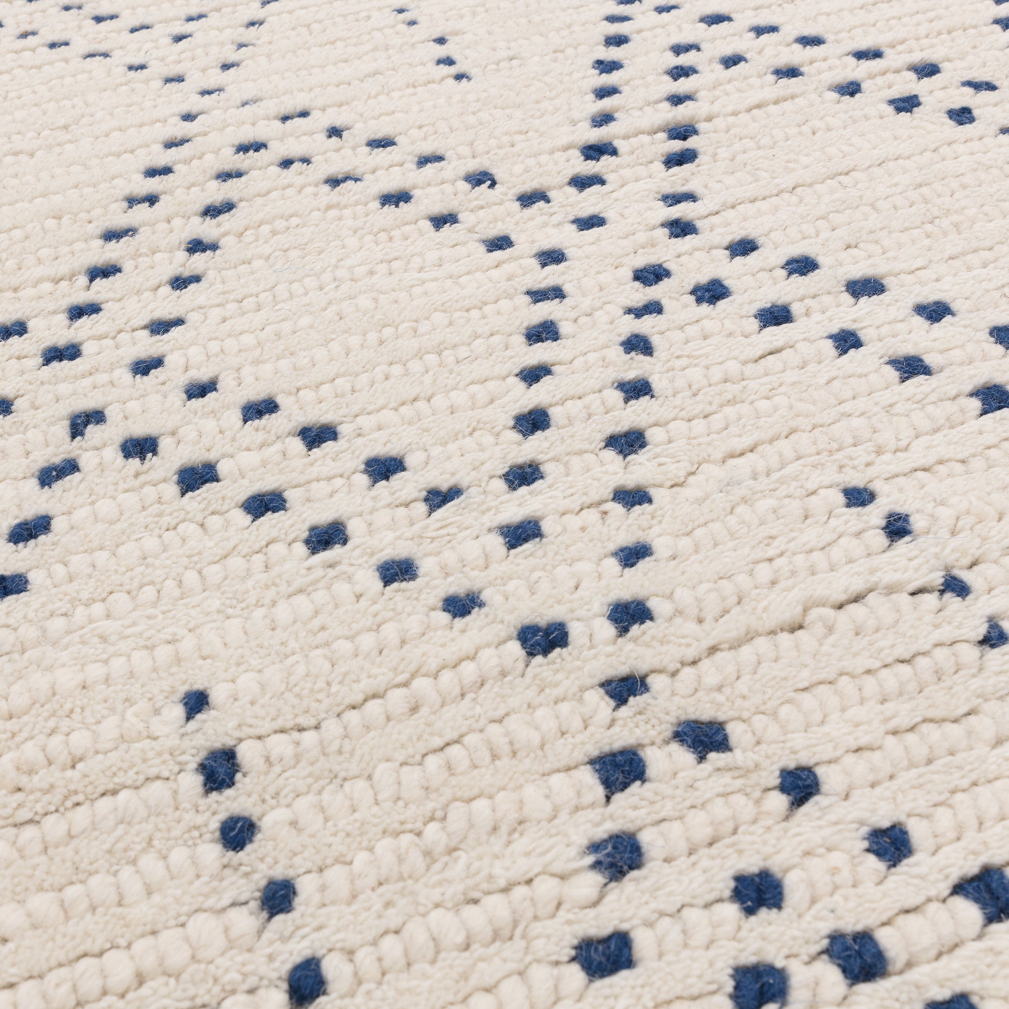Boho Nepal Cream/Blue Diamond Rug