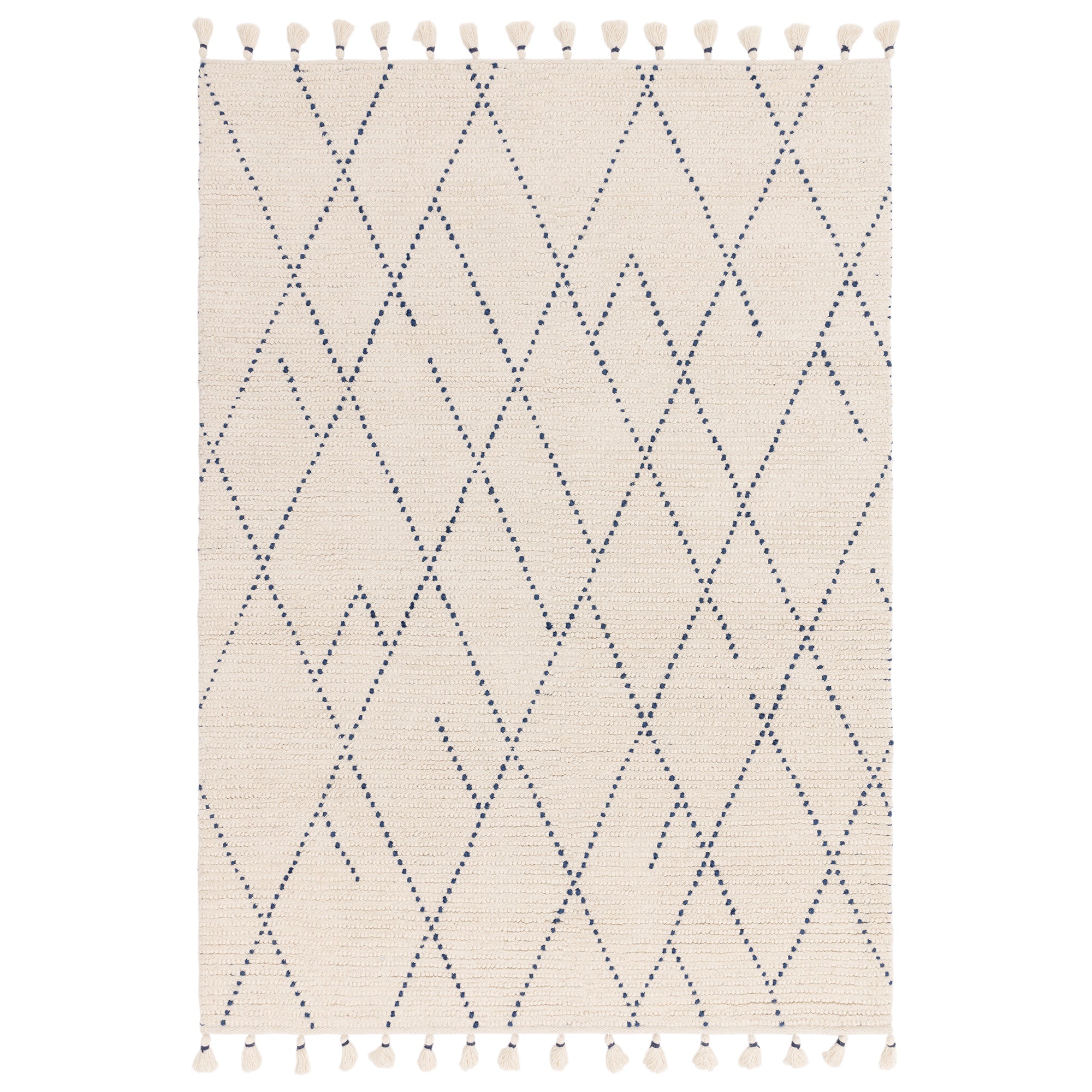 Boho Nepal Cream and Blue Linear Rug