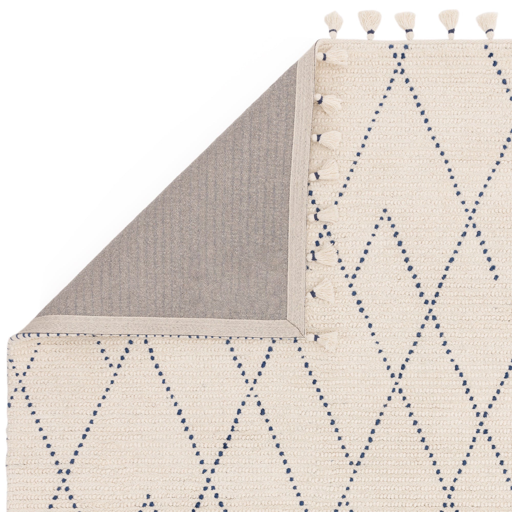 Boho Nepal Cream and Blue Linear Rug
