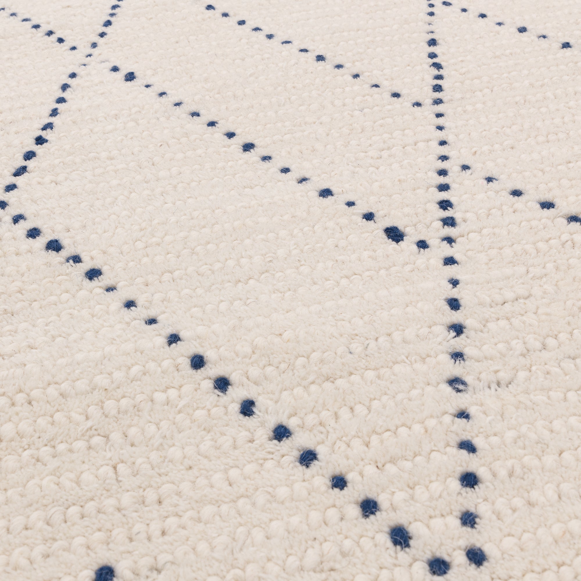 Boho Nepal Cream and Blue Linear Rug