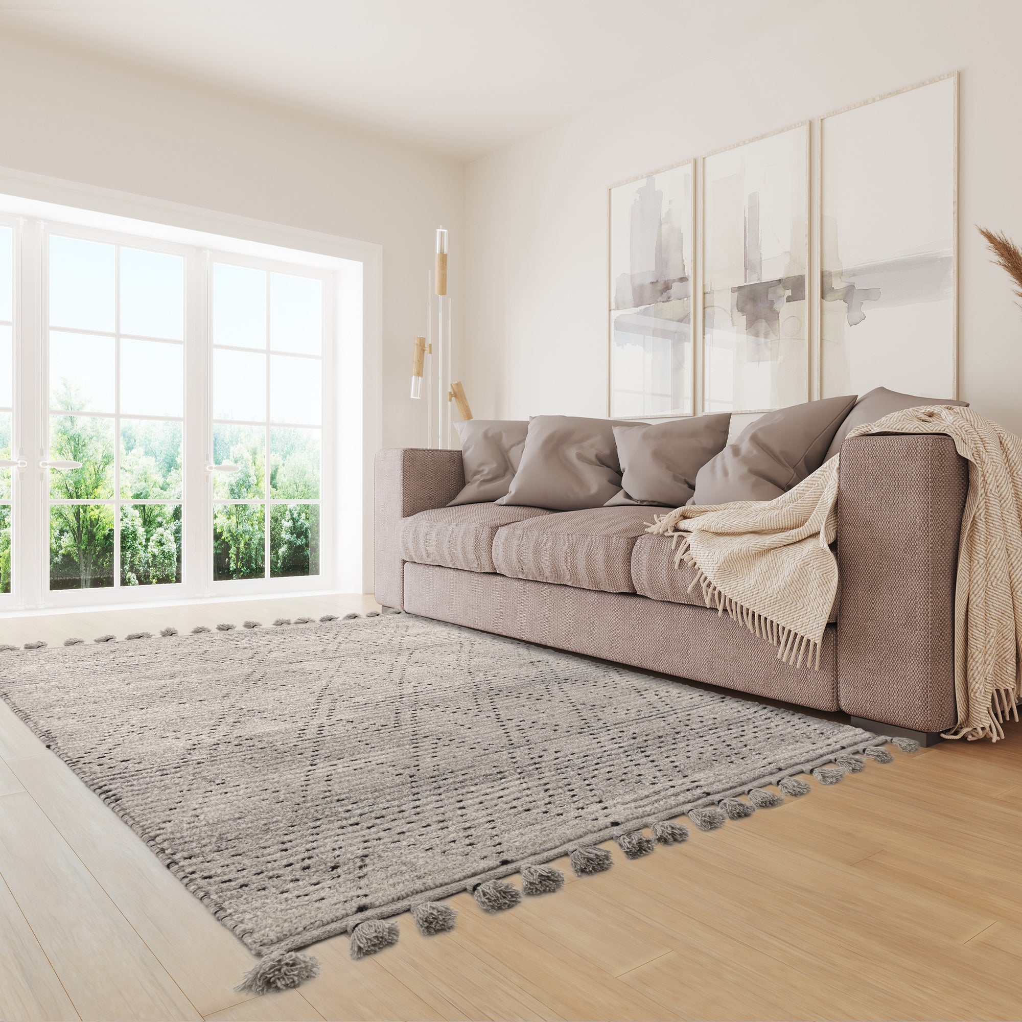 Boho Nepal Grey/Black Diamond Rug