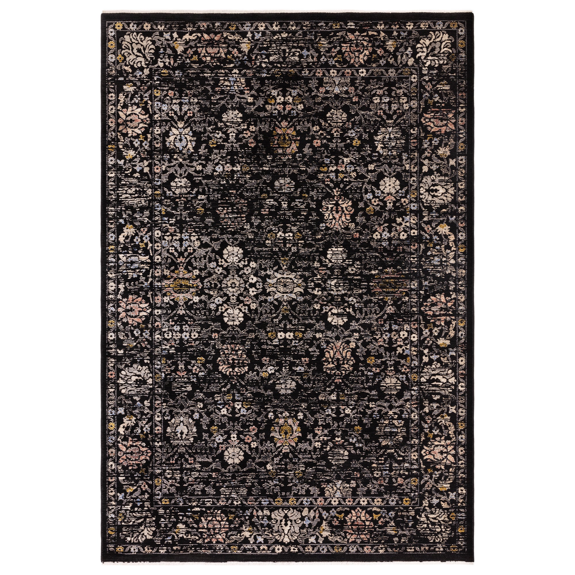 Sovereign 01 Black Vintage Floral Rug