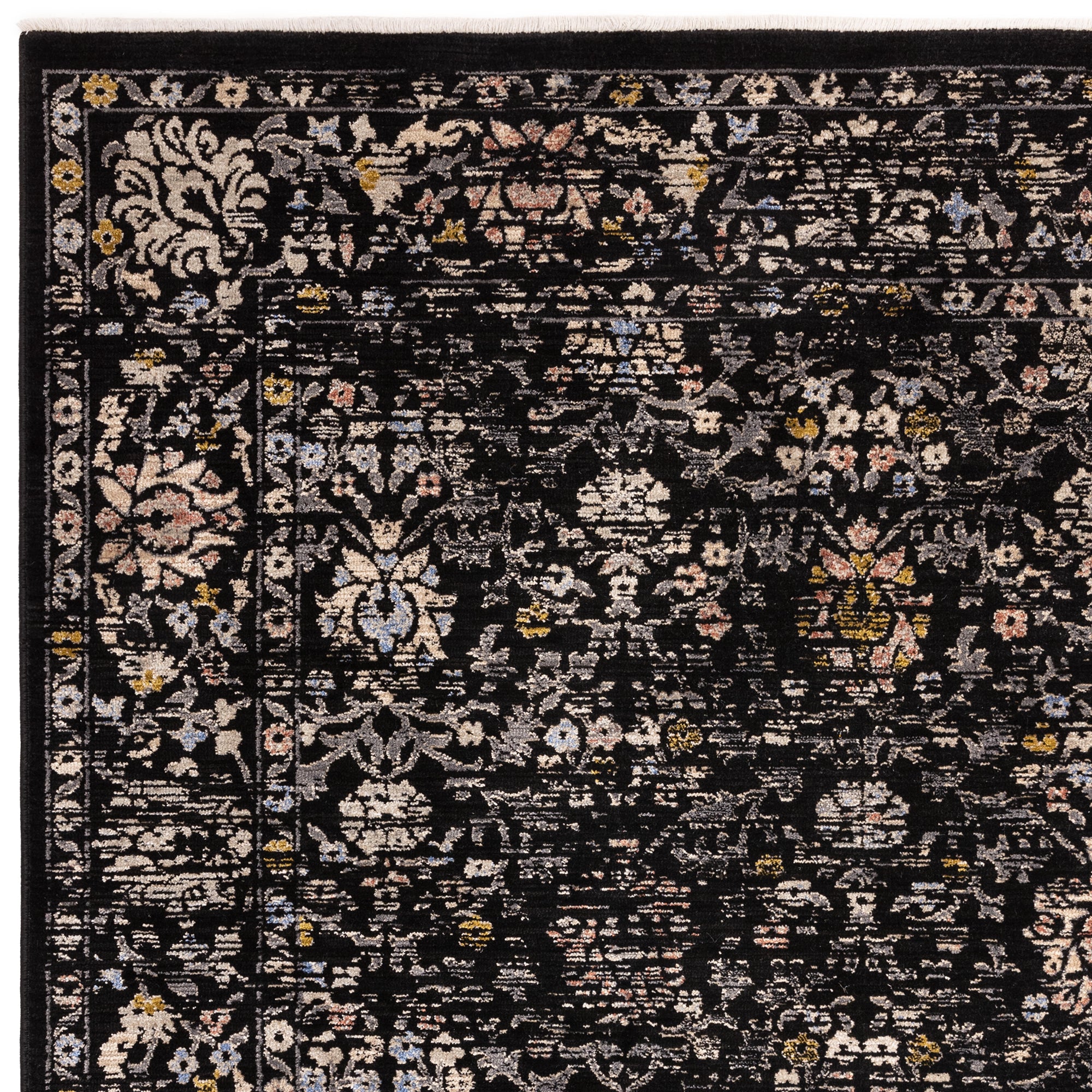 Sovereign 01 Black Vintage Floral Rug
