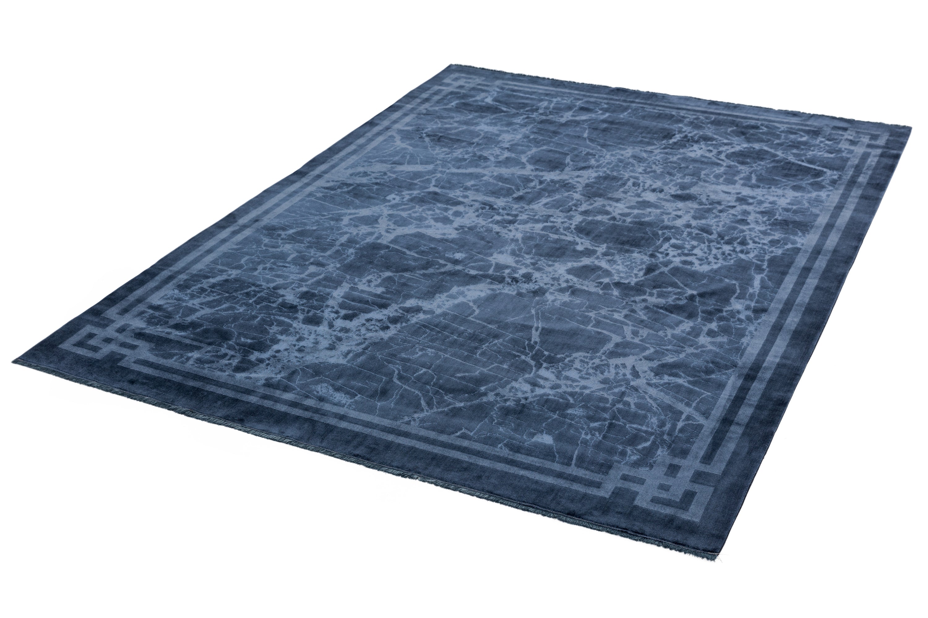 Zehraya ZE02 Ink Blue Border Rug