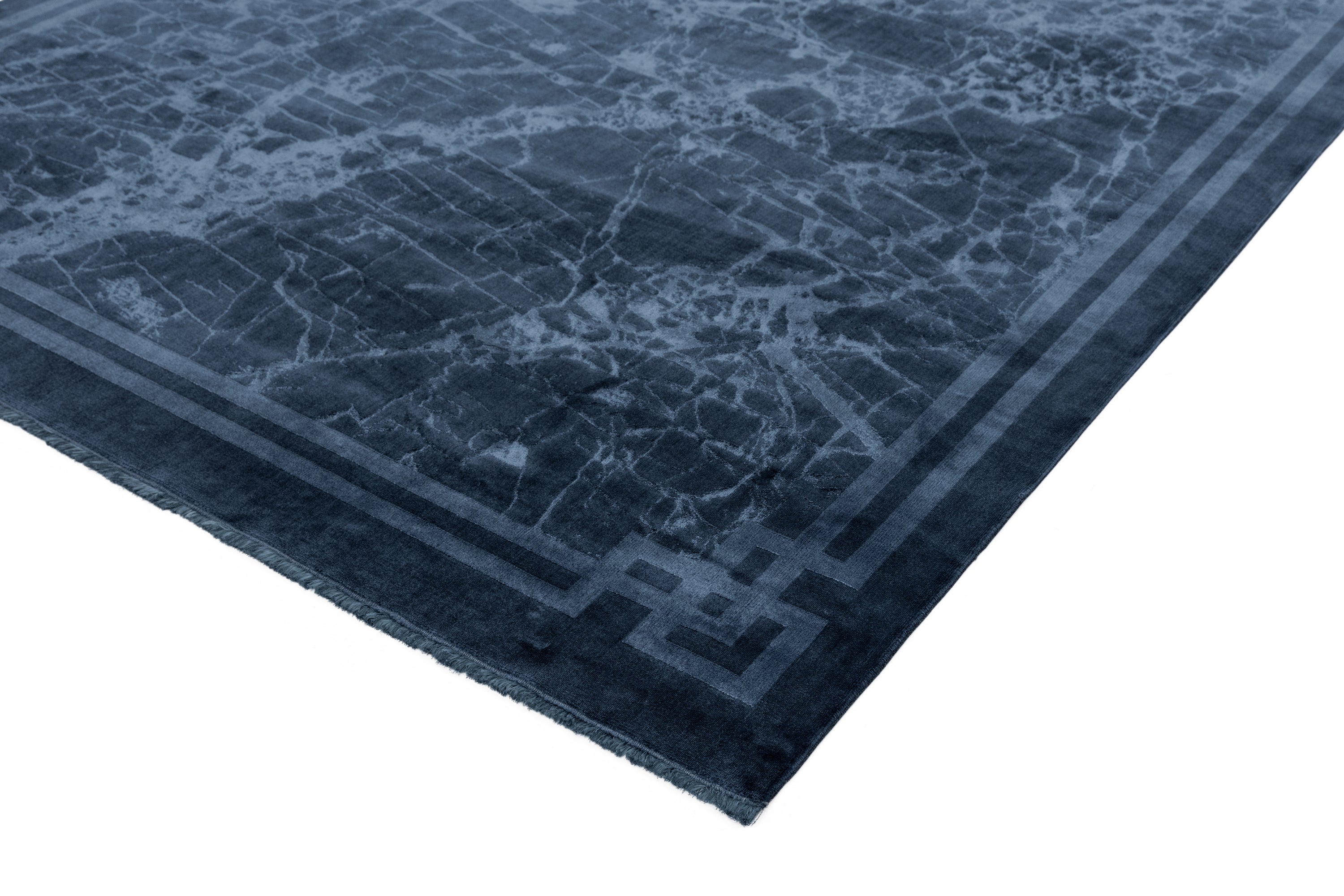 Zehraya ZE02 Ink Blue Border Rug