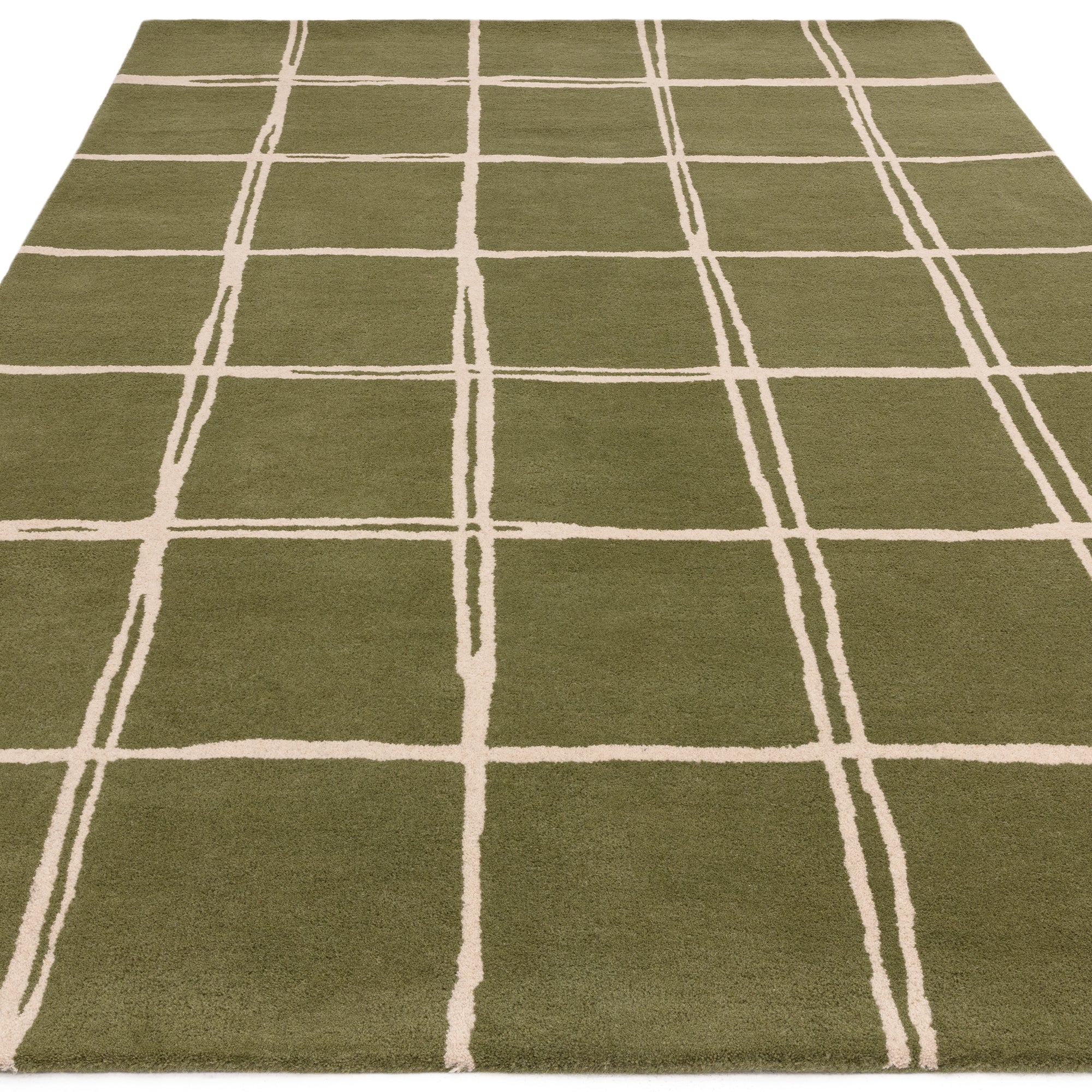 Contemporary Design Albany New Grid Olive Green Rug