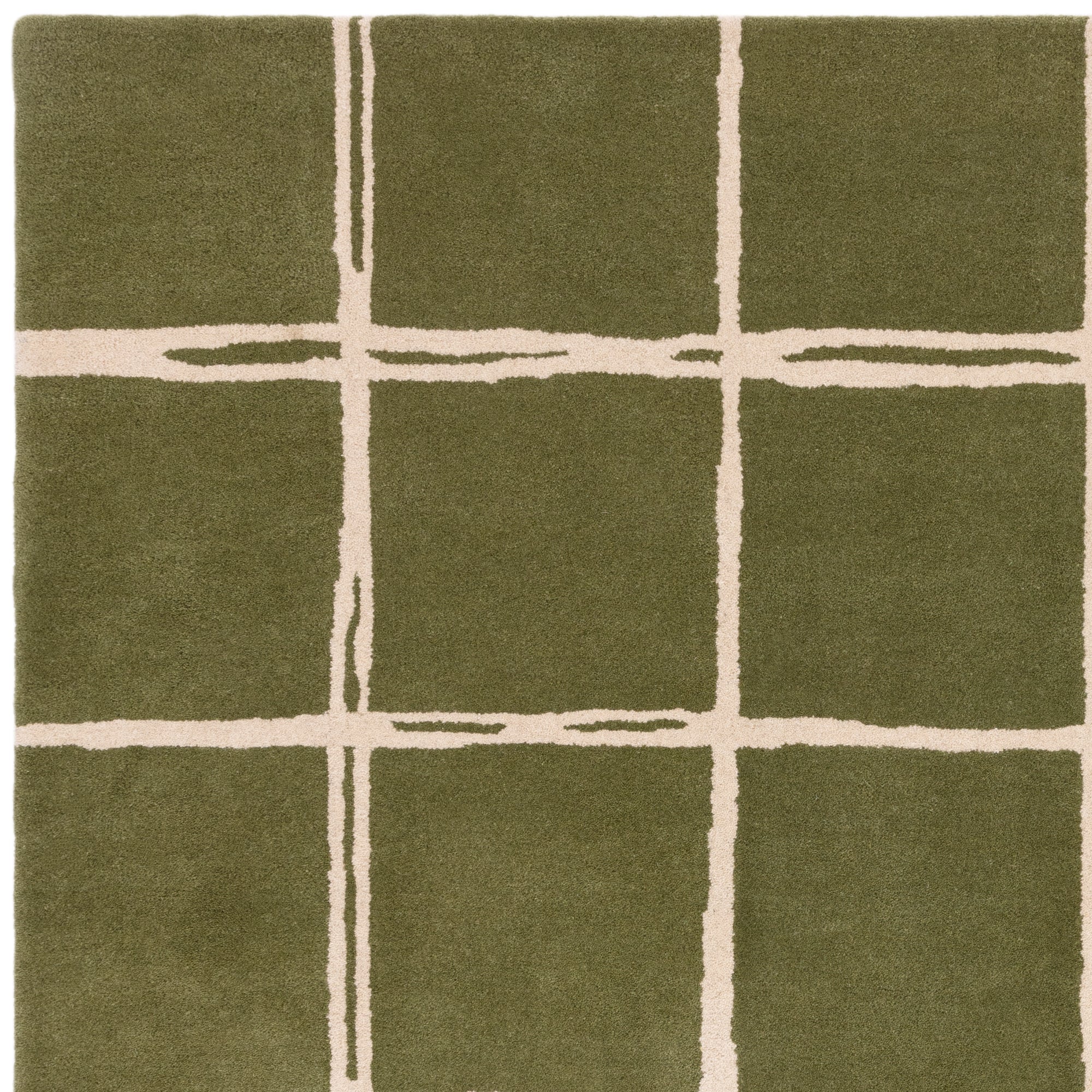 Contemporary Design Albany New Grid Olive Green Rug