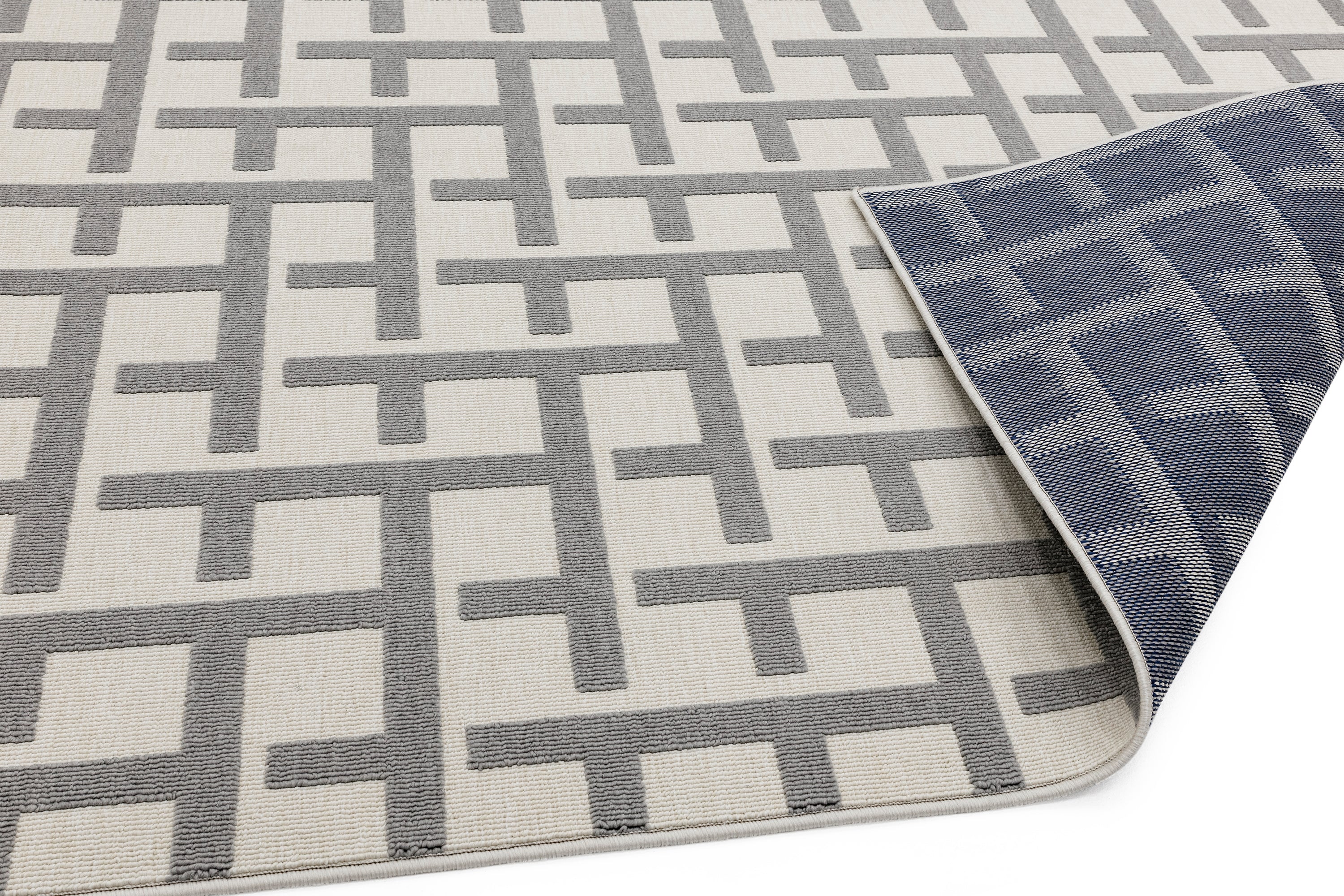 Antibes AN03 White / Grey Grid Rug