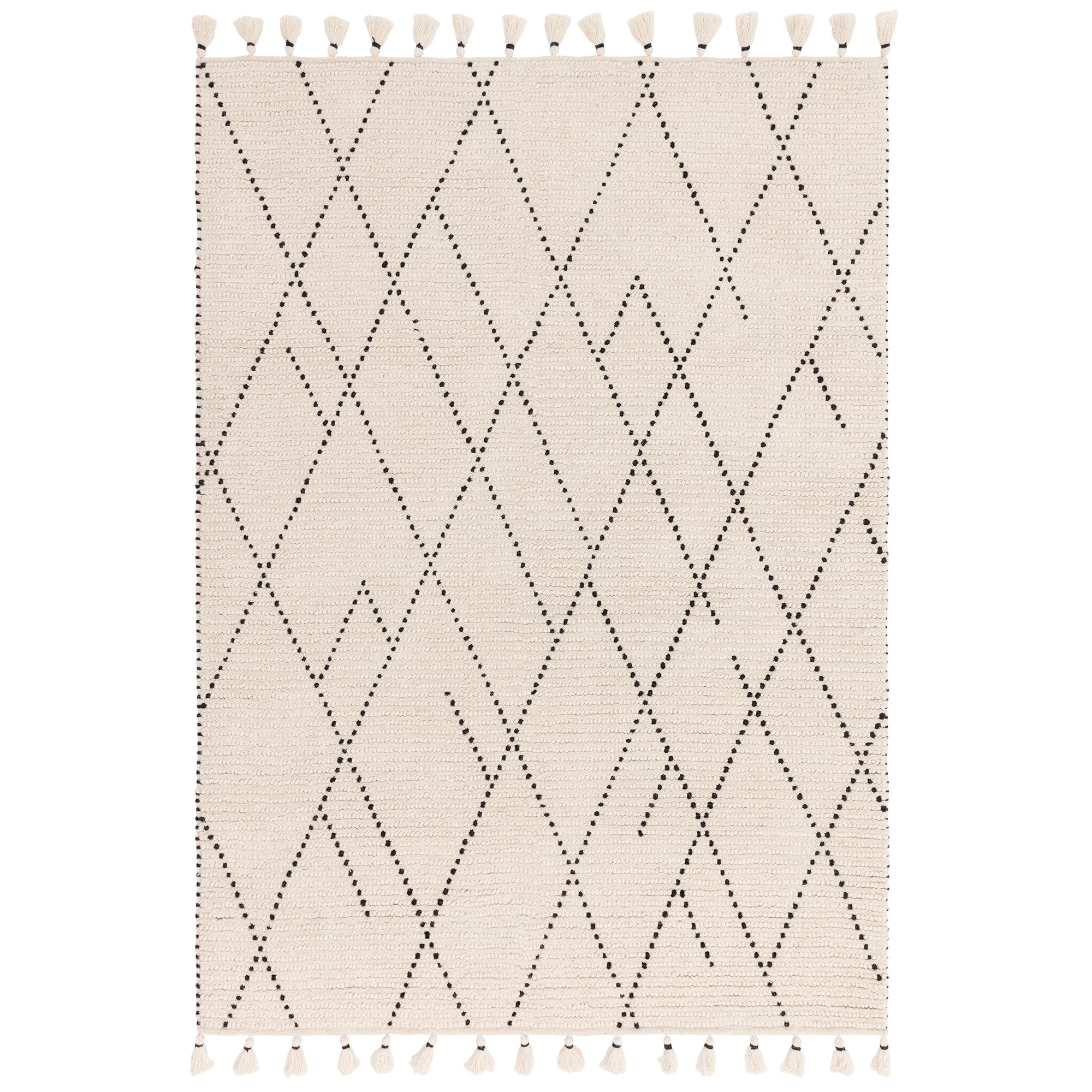 Boho Nepal Cream/Black Linear Rug