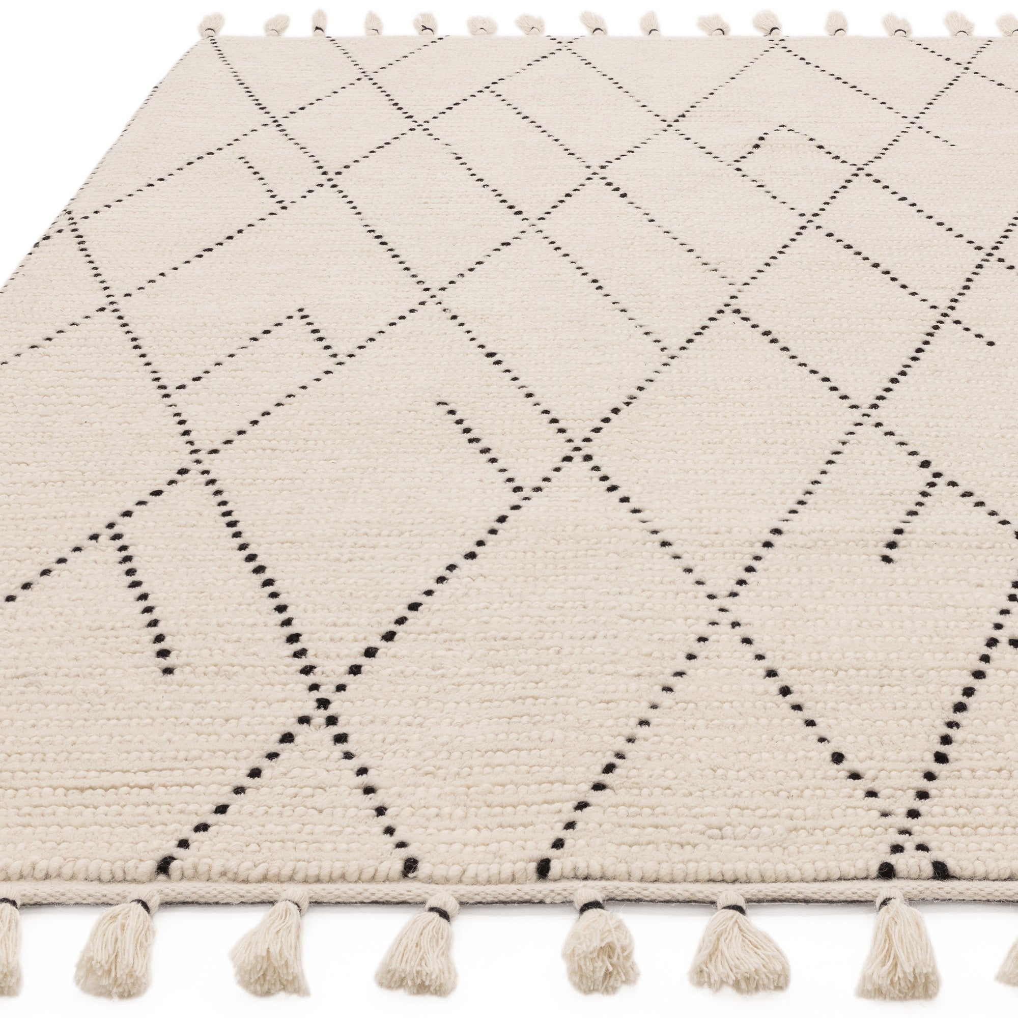 Boho Nepal Cream/Black Linear Rug