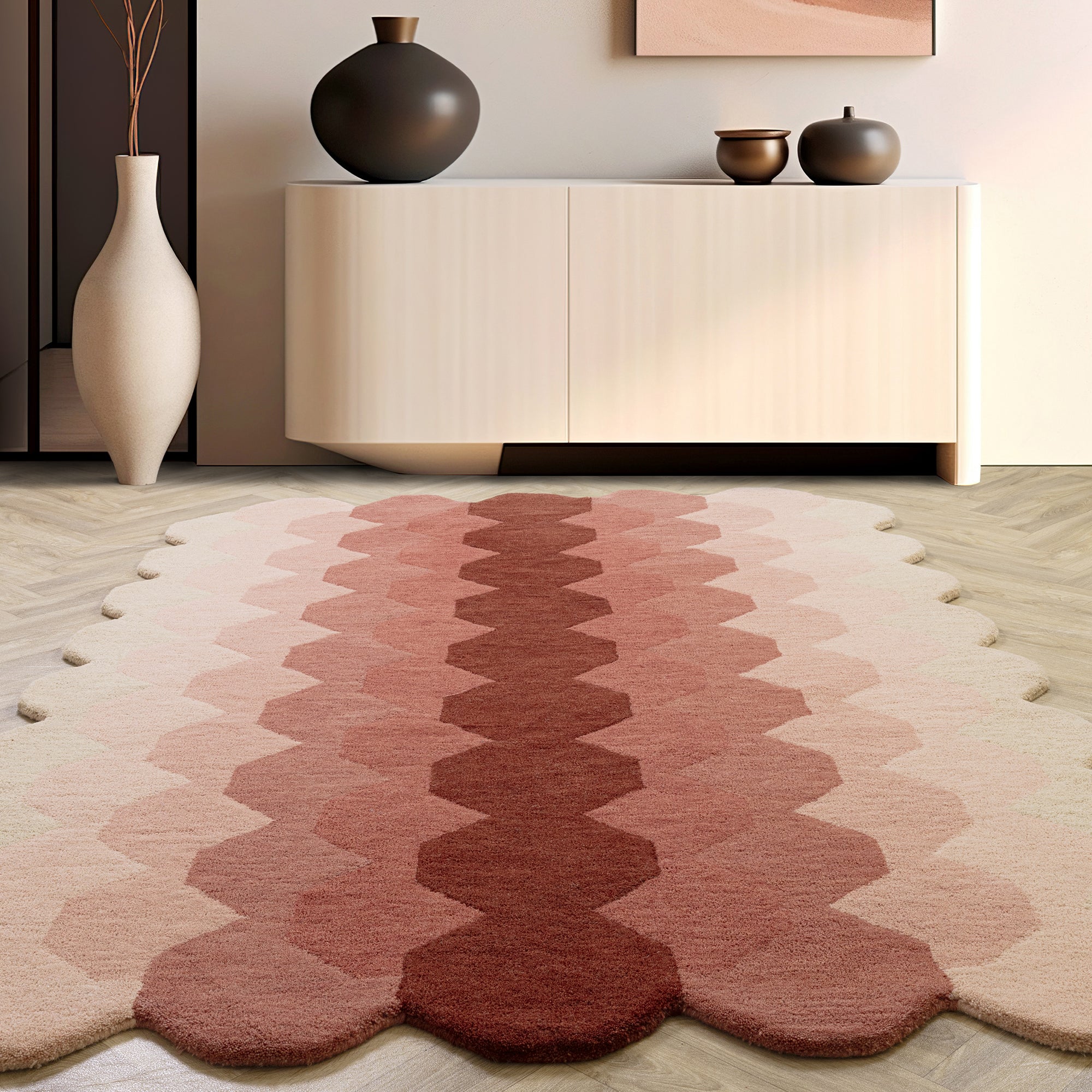 Contemporary Design Hive Pink rug