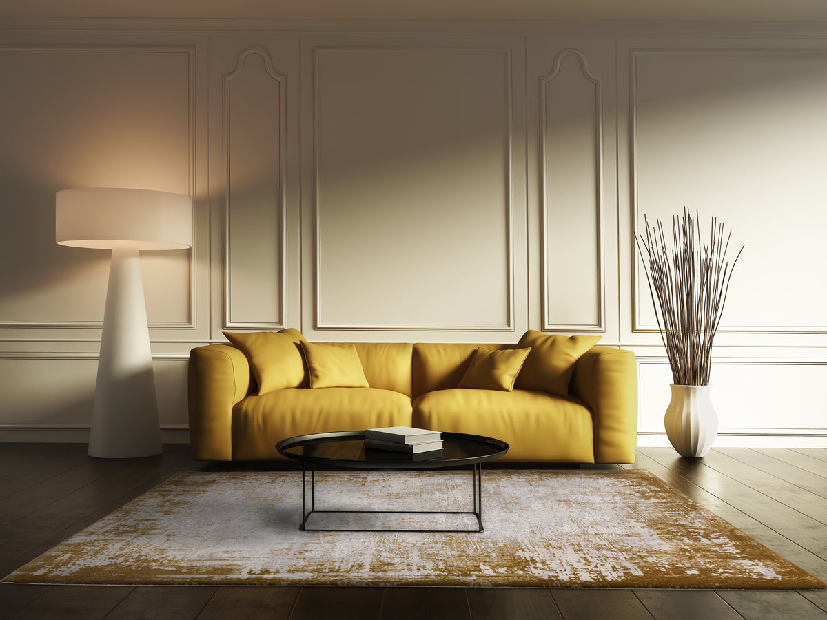 Kuza Border Gold Rug - Lustre Rugs