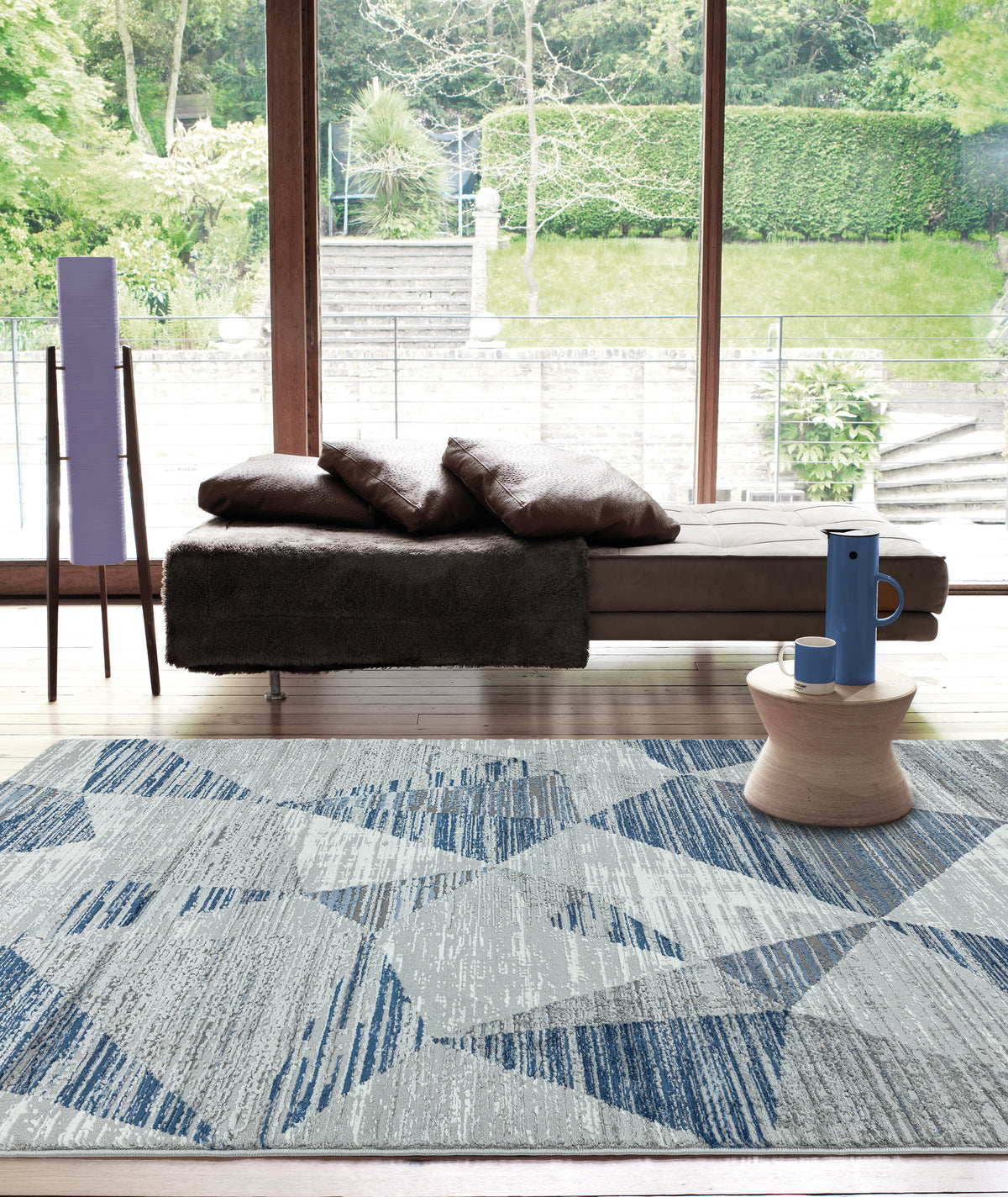 Orion OR14 Block Blue Rug - Lustre Rugs