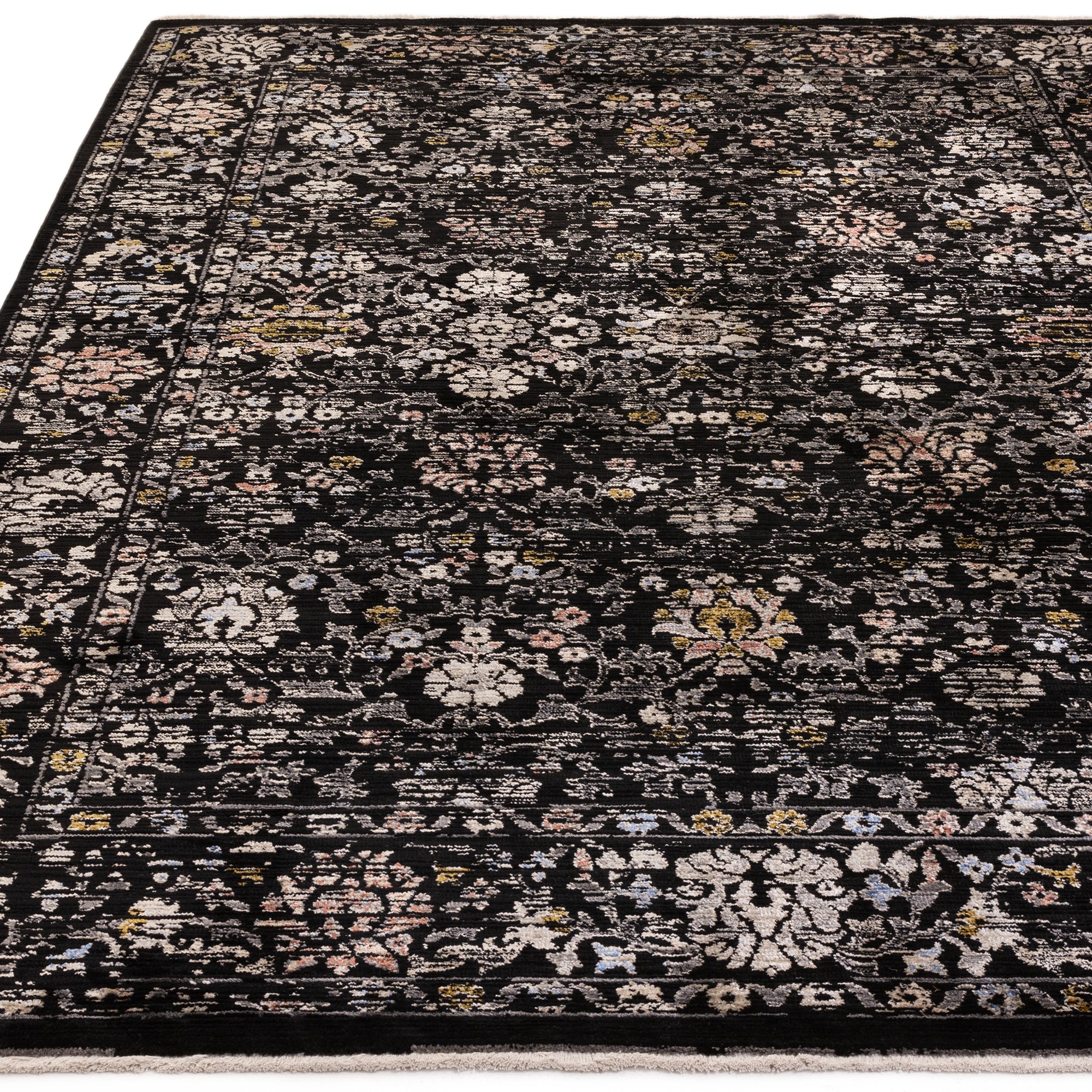 Sovereign 01 Black Vintage Floral Rug