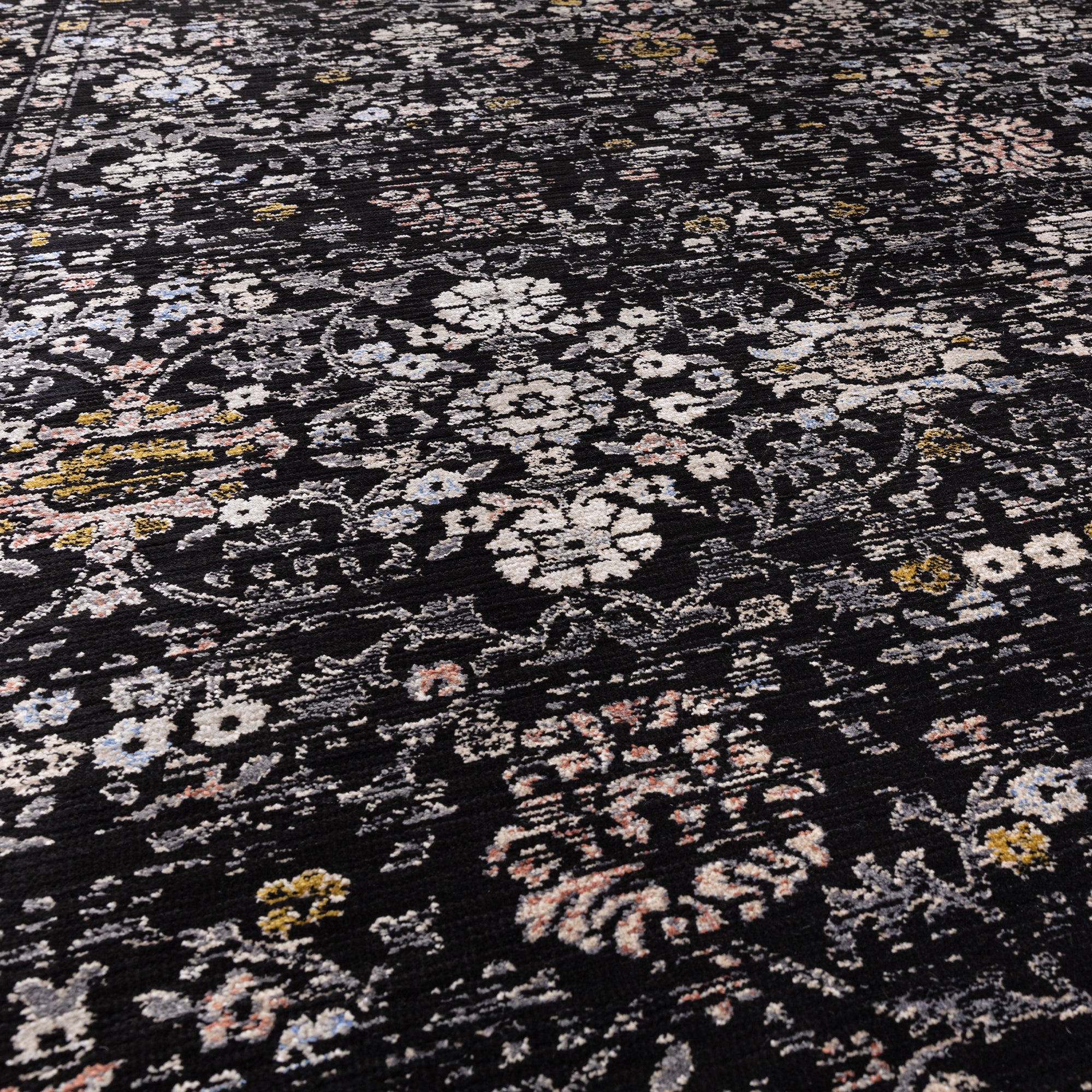 Sovereign 01 Black Vintage Floral Rug