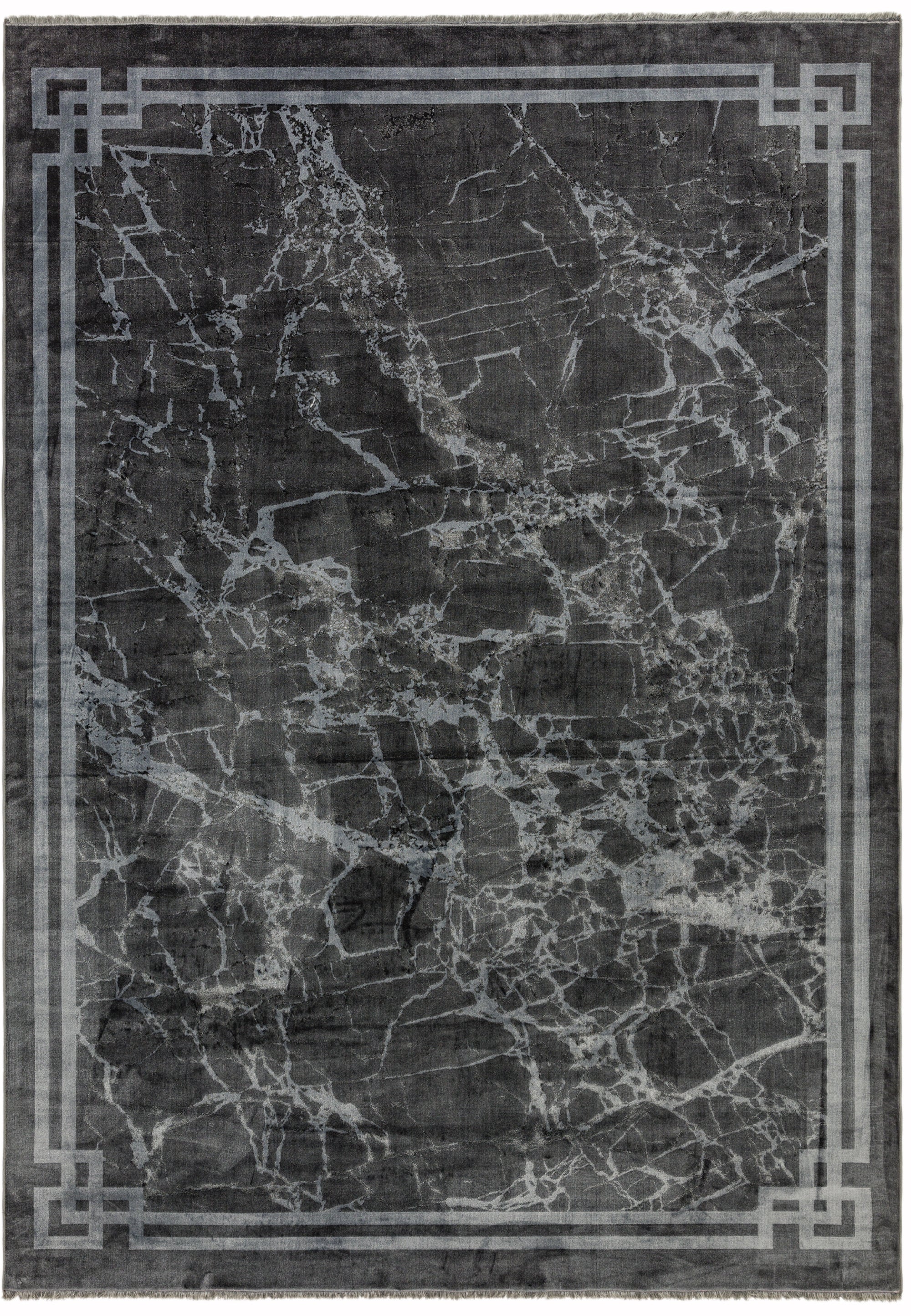 Zehraya ZE03 Grey Border Rug