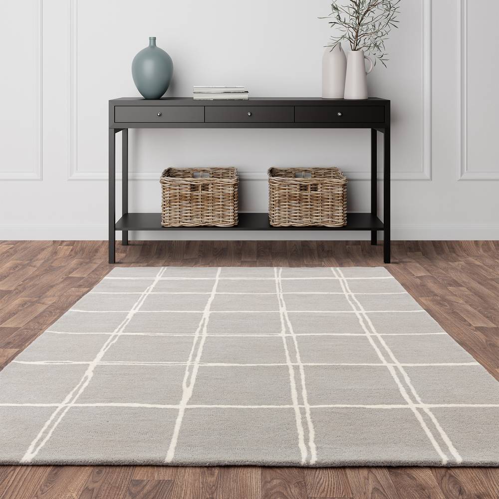 Albany Grid Silver  Rug