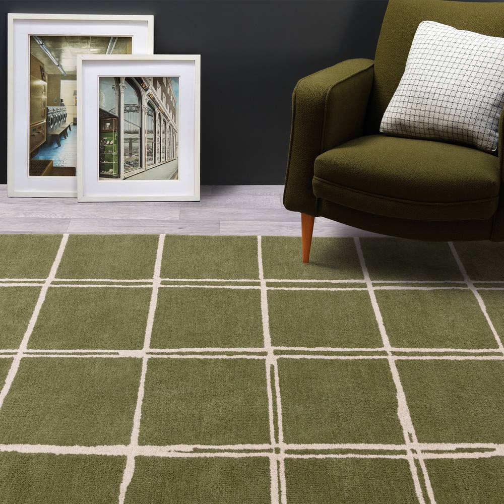 Albany Grid Olive  Rug