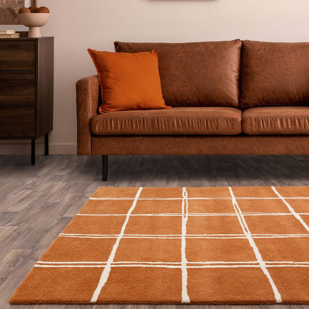 Albany Grid Rust  Rug