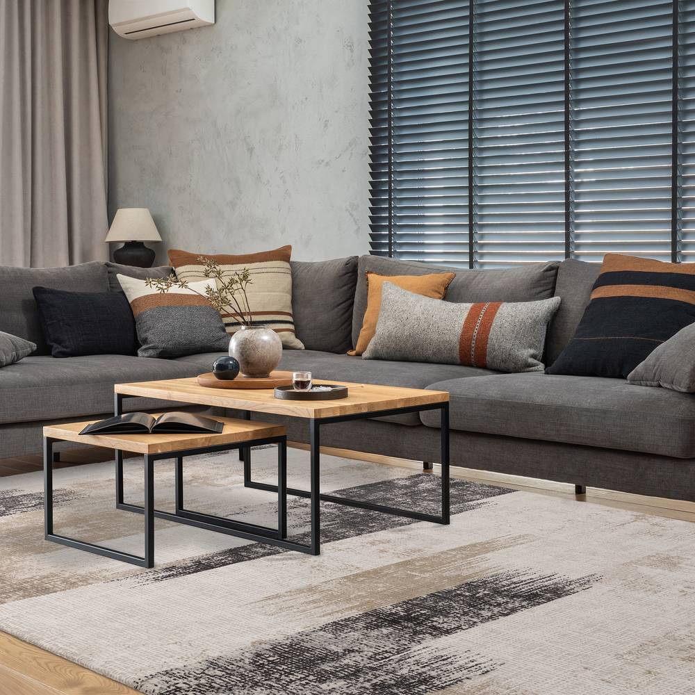 Kuza Lines Beige Rug