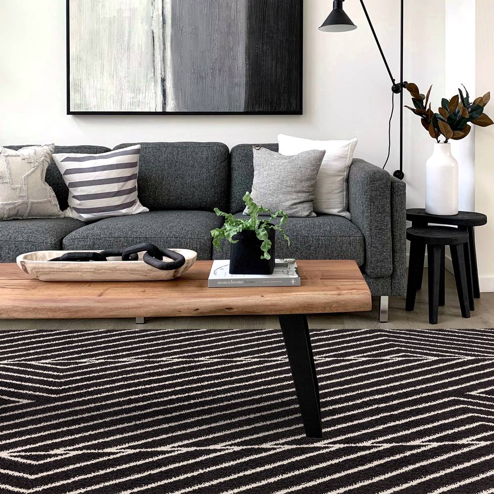 Muse Black Linear Rug